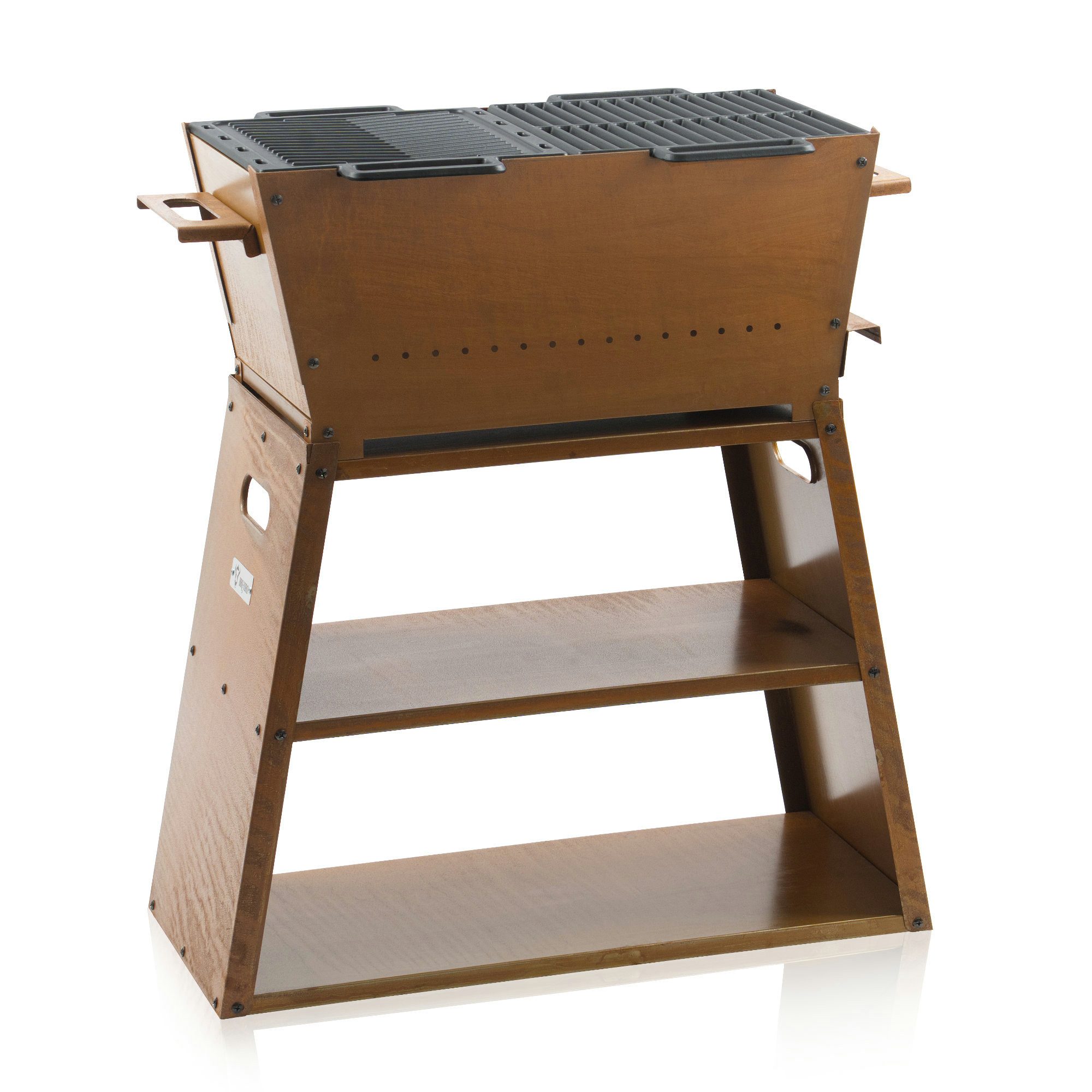 BBQ-Toro Holzkohlegrill BBQ-Toro Holzkohlegrill mit Grillrost & Grillplatte Gusseisen, 2-in-1, Herausziehbare Ascheschublade