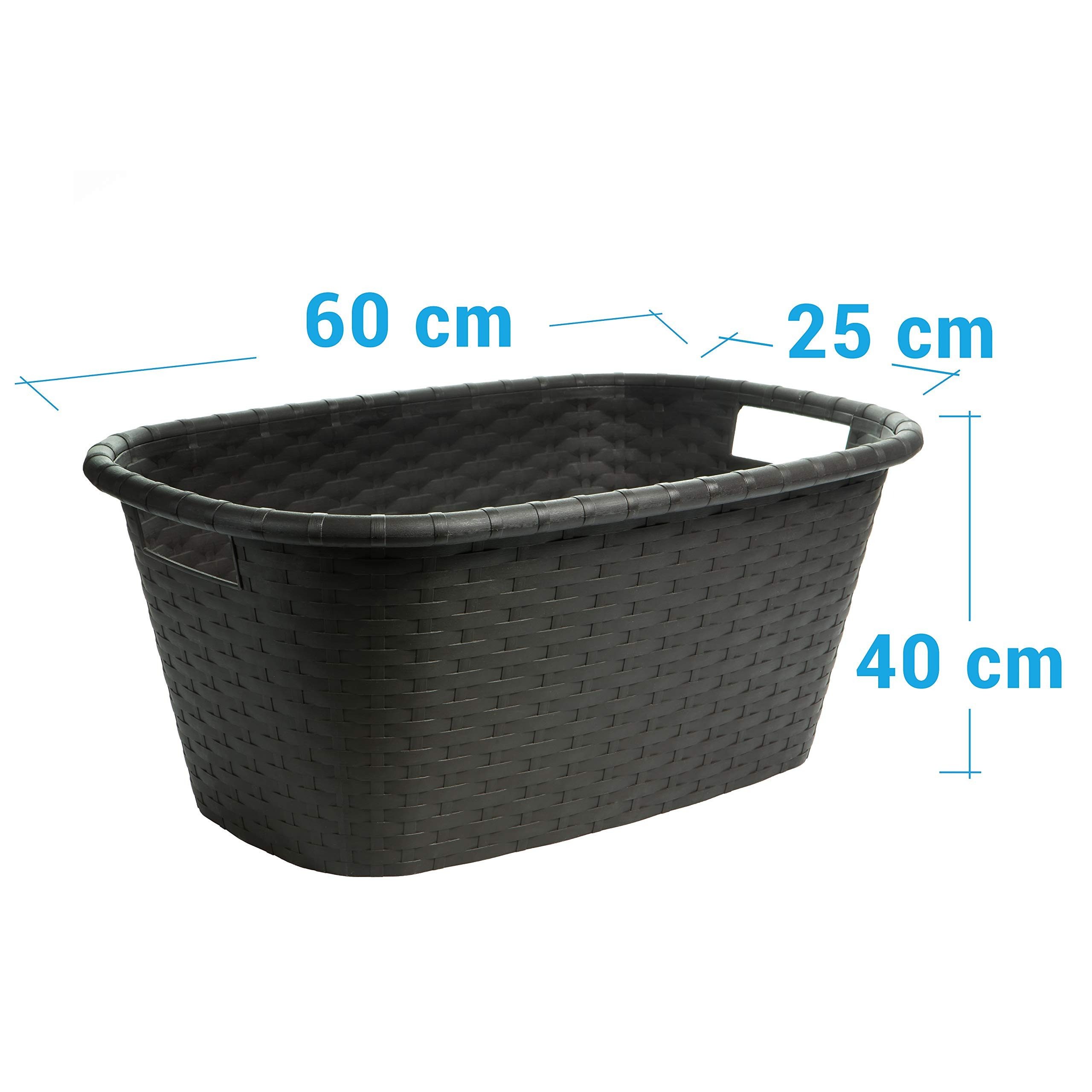 Centi Wäschewanne Wäschekorb Set mit Griff, Rattan-Optik, anthrazit (3er-Se günstig online kaufen