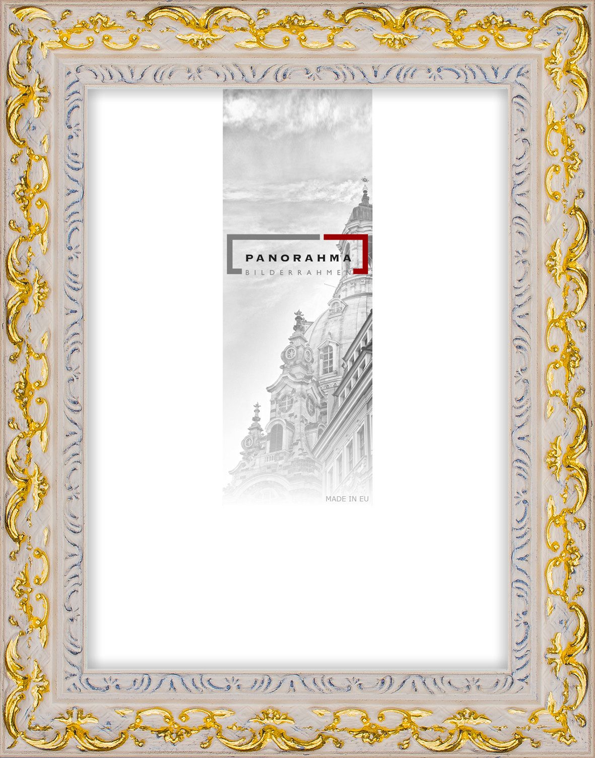 Panorahma Bilderrahmen Panorahma Holz-Bilderrahmen Barock Weiß-Gold-Rot 30x40 cm, 1 Rahmen