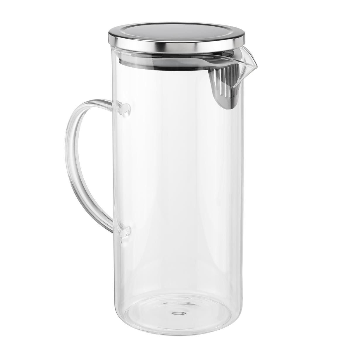 Bambelaa! Wasserkrug Wasserkrug Borosilikatglas 1,3L mit Edelstahl Deckel