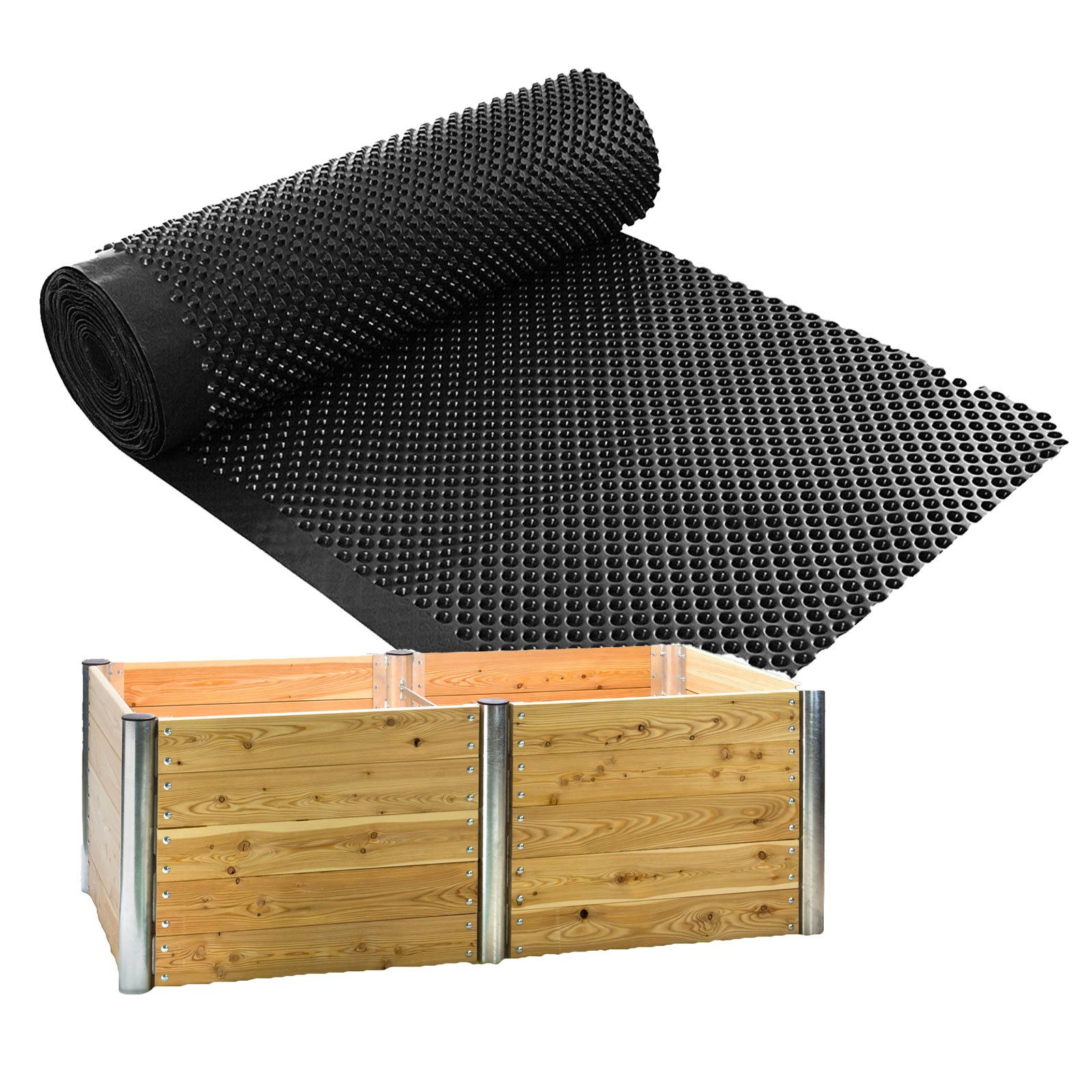 DEMA Hochbeet Noppenbahn Noppenfolie 1x20 m für Hochbeete, 1 x 20 m, robust, flexibel, Mauerschutz, Drainage