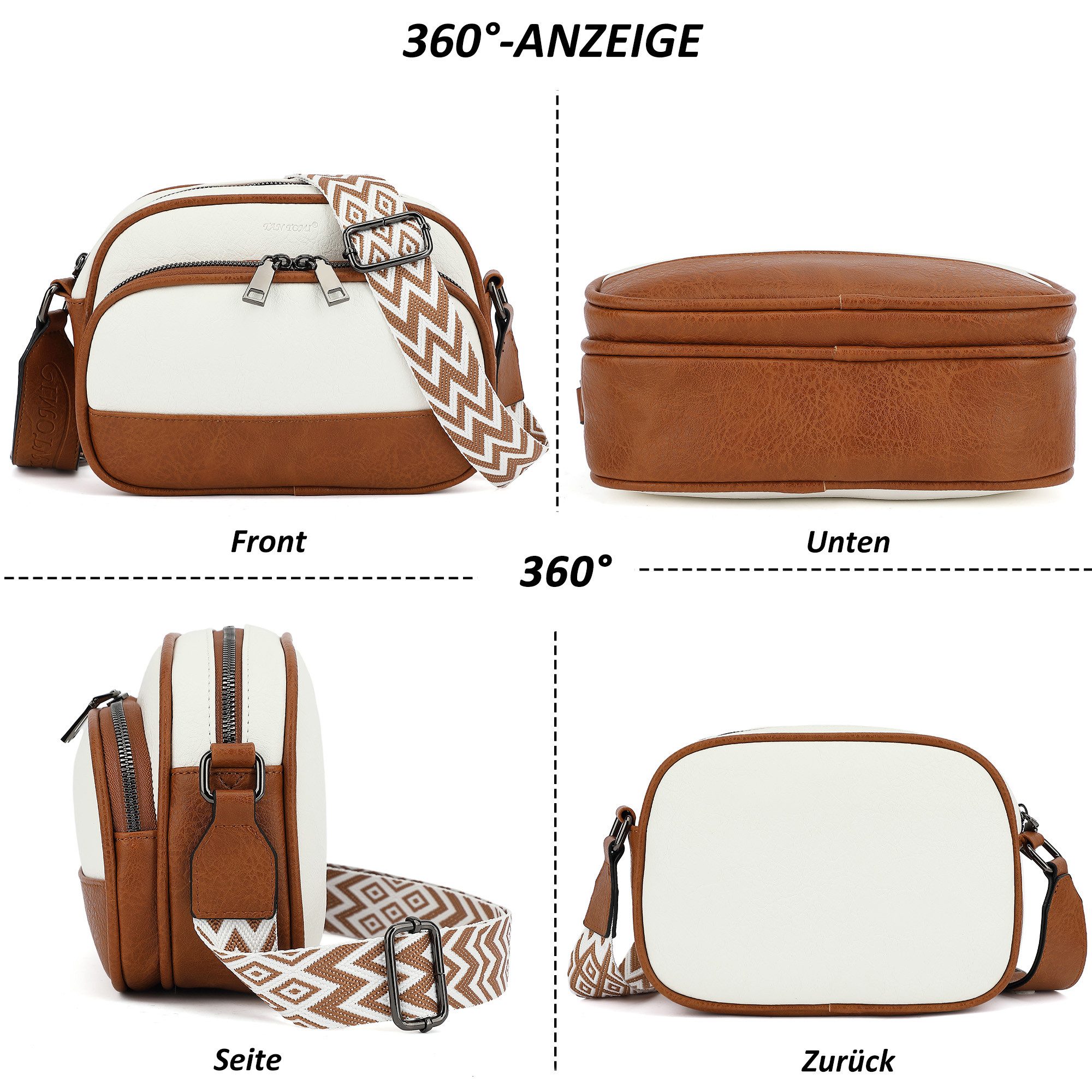 TAN.TOMI Schultertasche Damen Umhängetasche mittelgroß Handtasche mit Verstelbaar, Weich Breiter Gurt für Pendeln Reise Campus Verabredungen