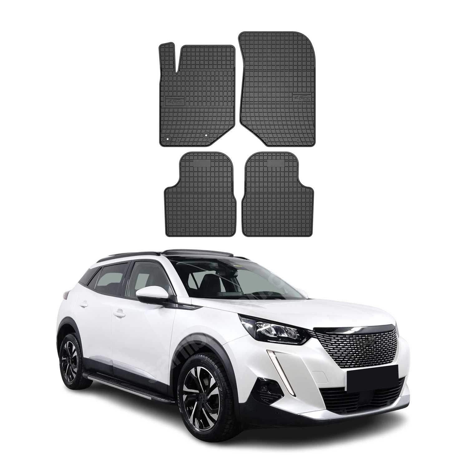 OMAC Auto-Fußmatten für Peugeot 2008 2019-2025 Gummimatten Schwarz 4 tlg (4 St), für Peugeot 2008 2019-2025 Peugeot 2008 2019-2025, Antirutsch,Wasserfest,Einfache Installation