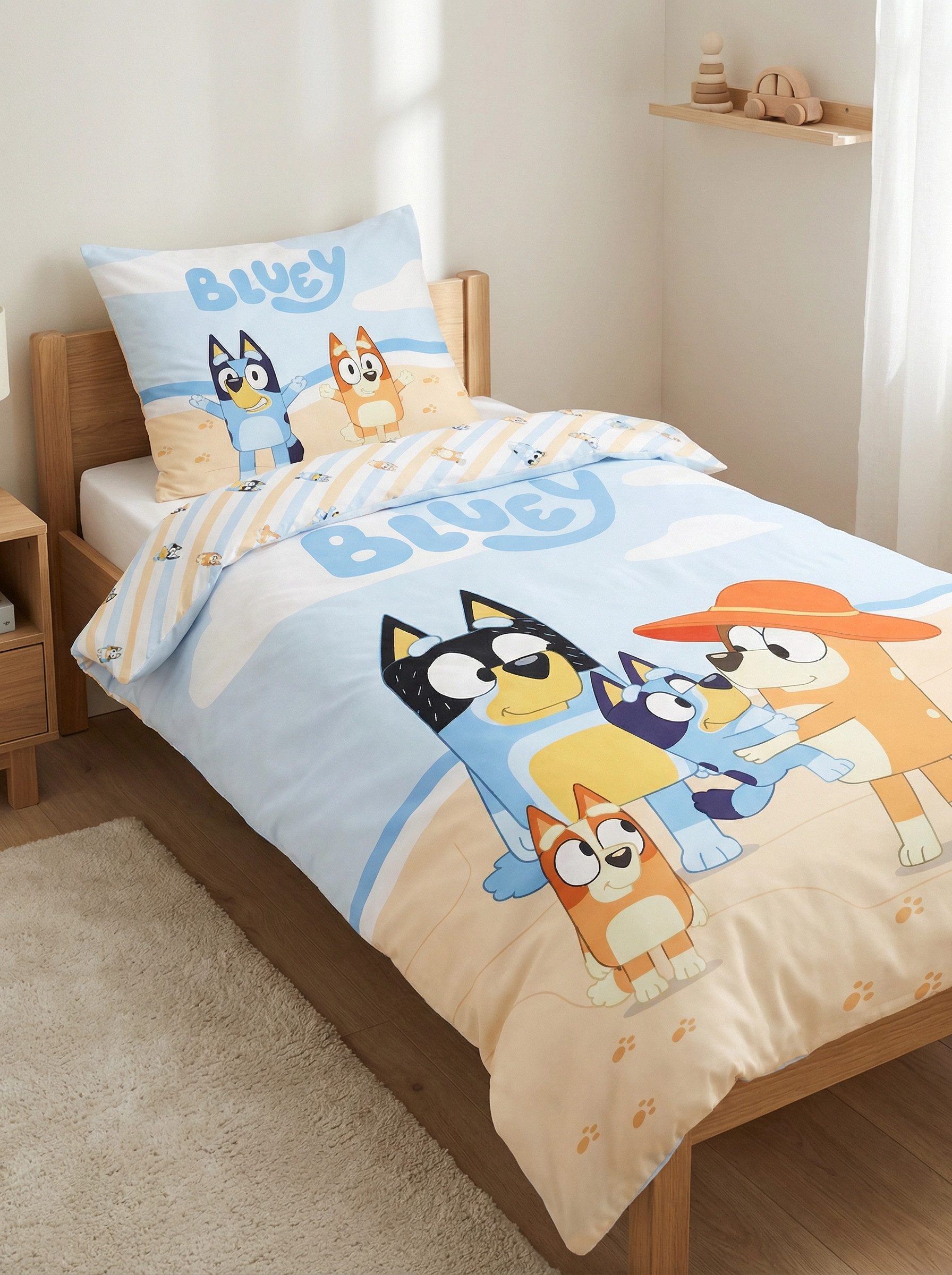 Bluey Bettwäsche Bluey und Bingo Kinder Mikrofaser Bettwäsche 2tlg. Set, 2 teilig, Deckenbezug 135/140x200 cm Kissenbezug 60x70 cm
