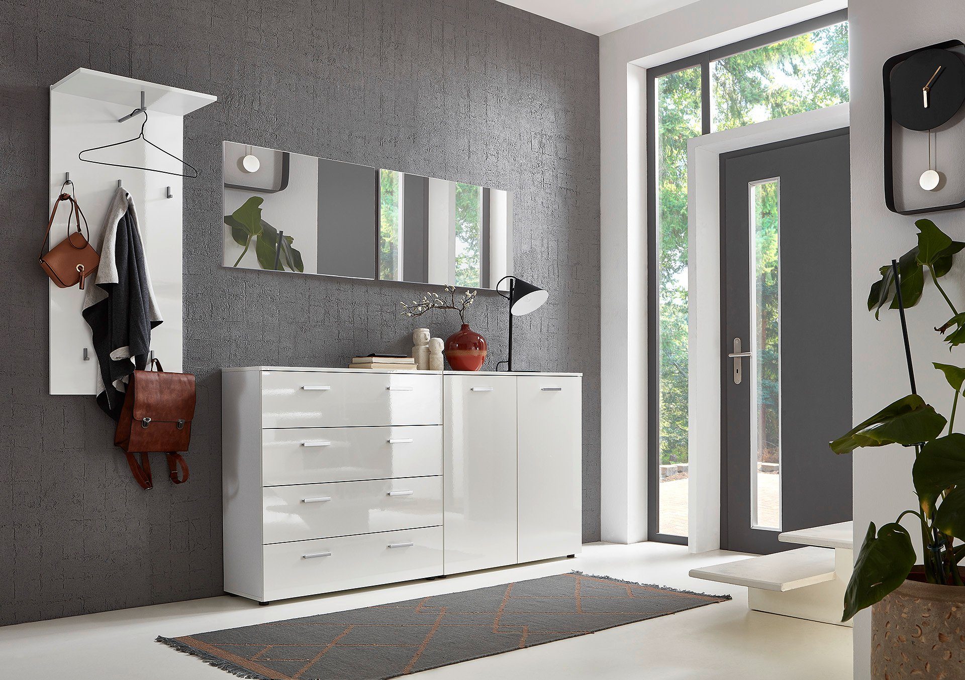BMG Möbel Garderoben-Set 3 Marbella, (inkl. Spiegel, Wandpaneel mit Metallh günstig online kaufen