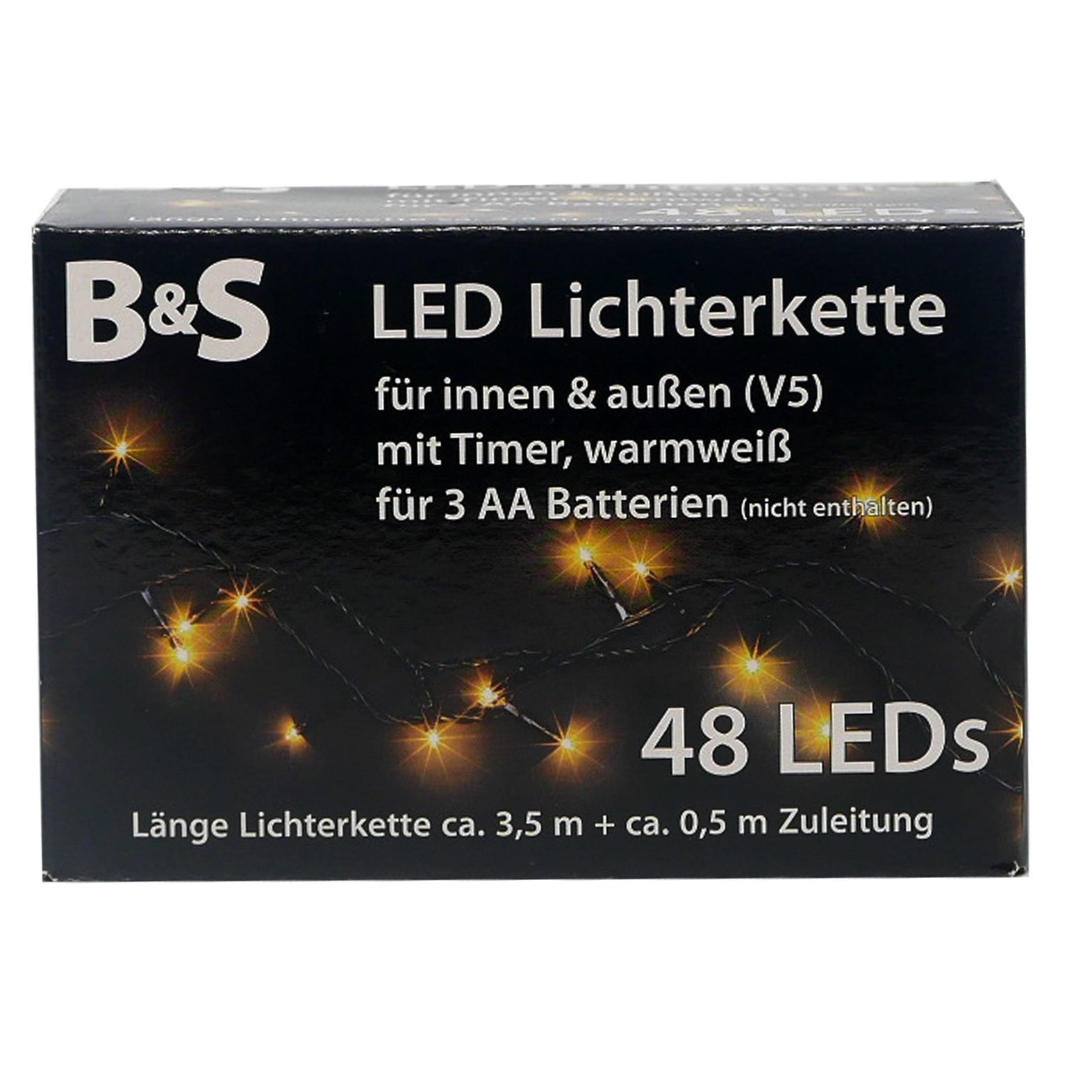 B&S LED-Lichterkette LED Batterie Lichterkette mit 48 LEDs warmweiß Innenbereich