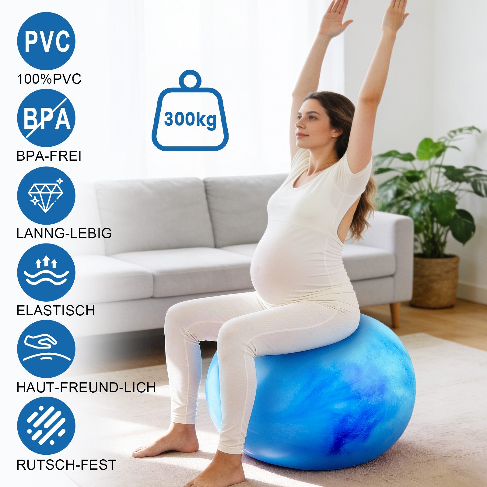 CkeyiN Pro Gymnastikball Rutschfest,Pilates Ball,Gratis 25 cm Yogaball (Set, 2 GroBen verfugbar, Belastbar), für Schwangerschaft, Fitness, Gleichgewicht, Training,Physiotherapie