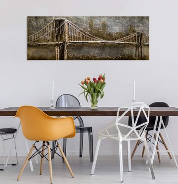 KUNSTLOFT Holzbild Le Pont d'Or 150x50 cm, handgefertiges Wandbild aus Holz