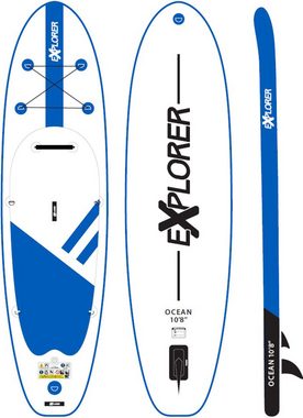 EXPLORER Inflatable SUP-Board Ocean 10‘8“ Aufblasbares Stand Up Paddle Set (325x84x15cm), (Set, 8 tlg., incl. Zubehör, Kajaksitz, Fußschlaufe)