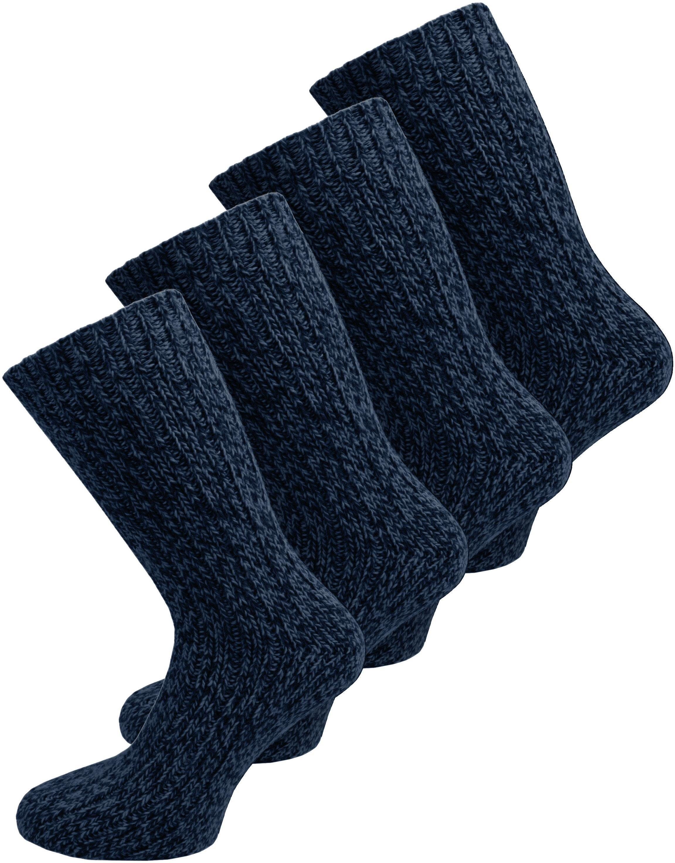 normani Thermosocken 4 Paar Norweger-Socken mit Wolle (4 Paar) natürlich warm Blaumelange