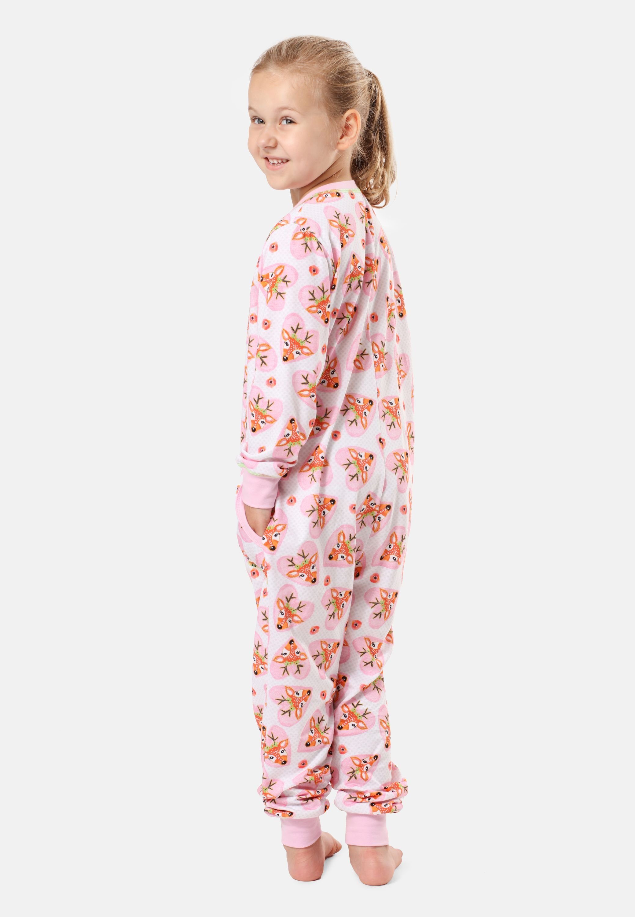 MS10-186 Rosa Style Schlafanzug Merry Mädchen Herzen Schlafanzug Jumpsuit Hirsche