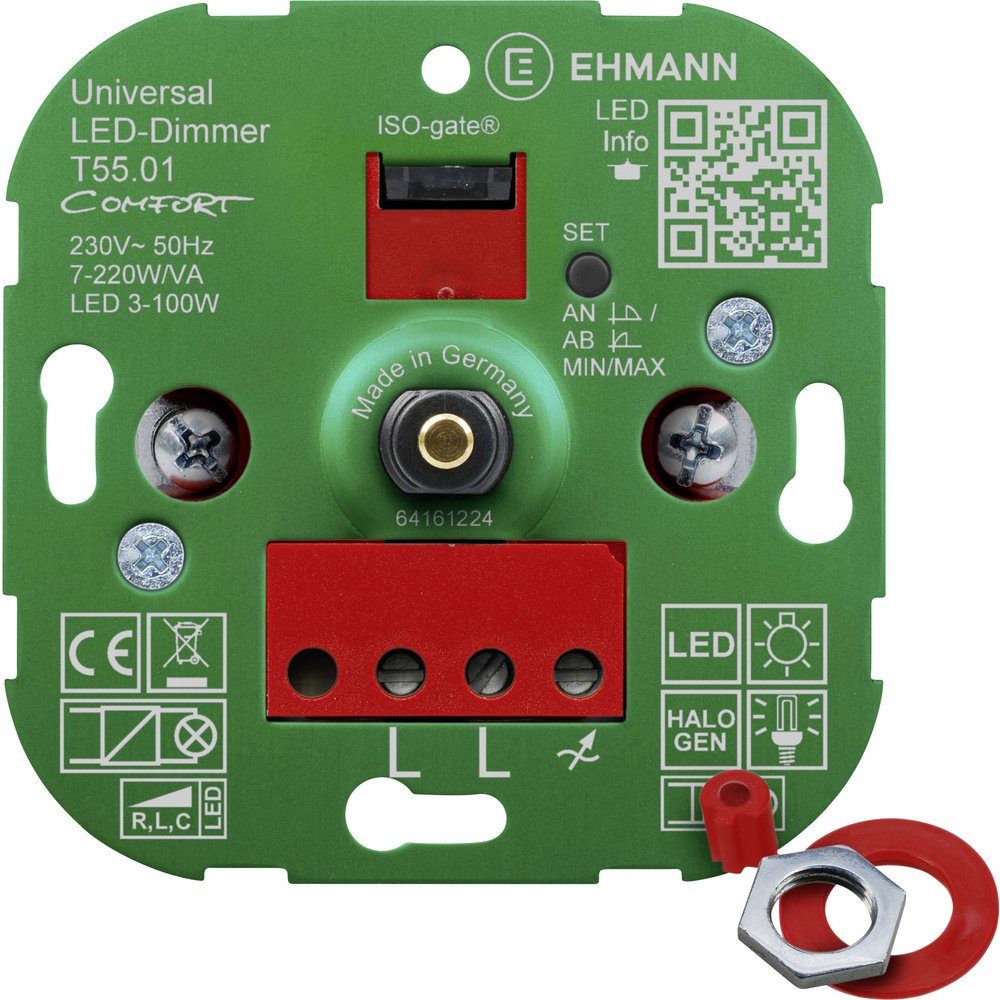 Drehdimmer Ehmann 5500x0100 Drehdimmer Geeignet für Leuchtmittel: LED-Lampe, Halo