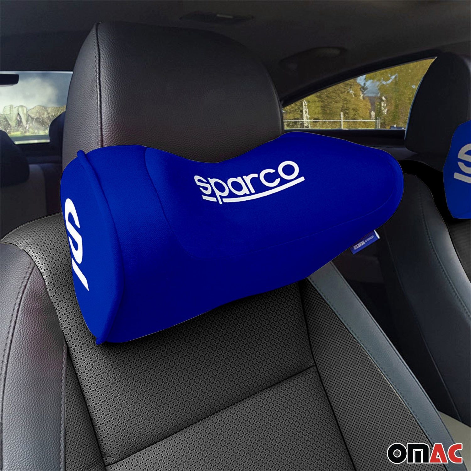 OMAC Autokopfstütze Ergonomische Nackenkissen Auto Memory-Schaum Blau, Ergonomisch, gemütlich,Atmungsaktiv,komfortabel