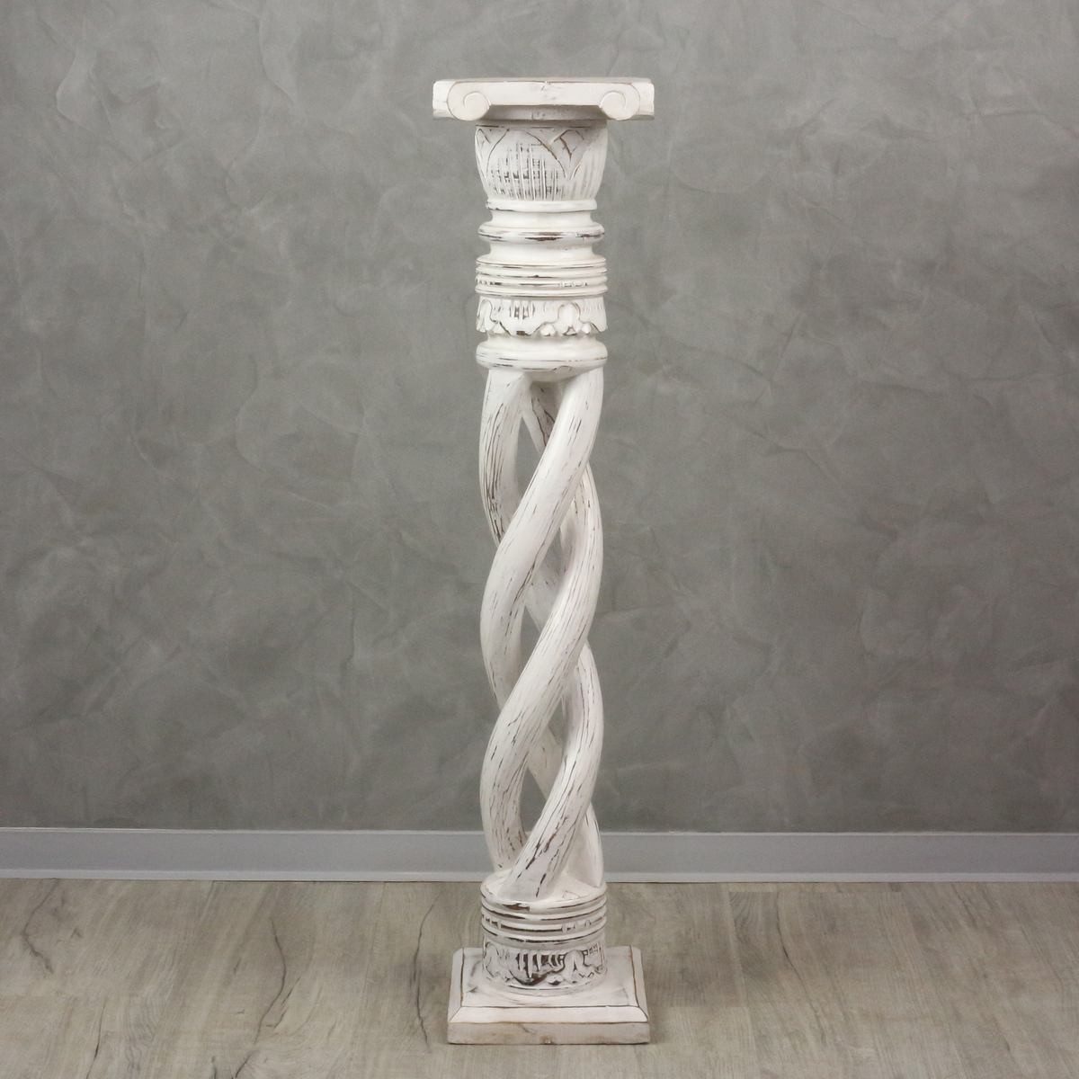 Thumbnail - Oriental Galerie Blumenhocker Gedrehte Säule Antik Weiß 100 cm groß (1 St)