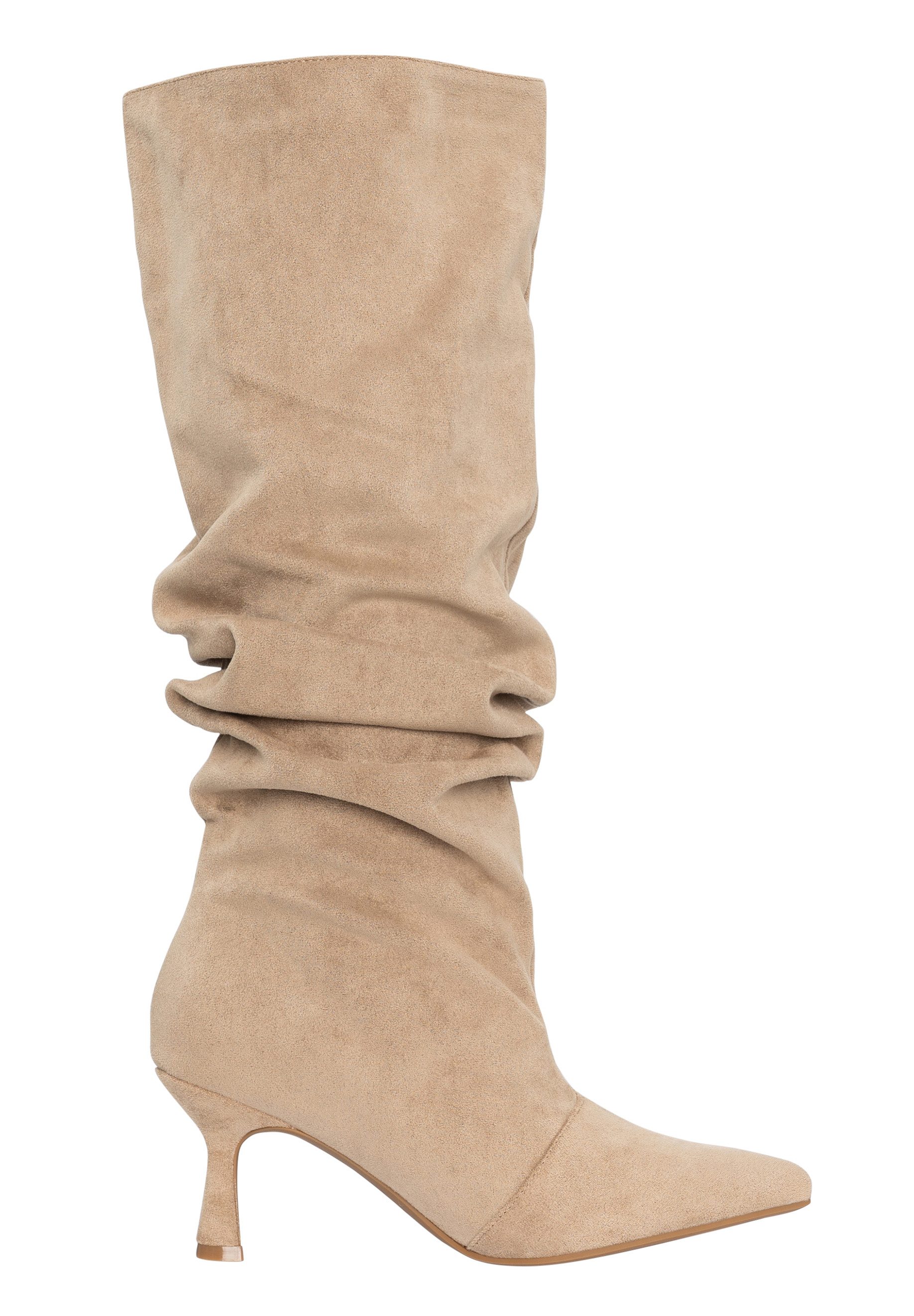 Salinyang Kniehohe Damenstiefel mit gerafftem Schaft & Absatz Elegant Stiefel