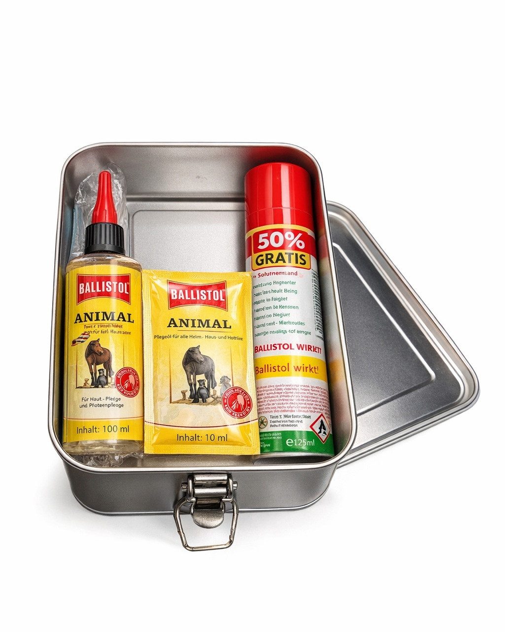 MATEC Germany Ersatzteile Geschenkbox Ballistol ANIMAL Geschenke-Set in Edelstahlbox, 2 Fächer
