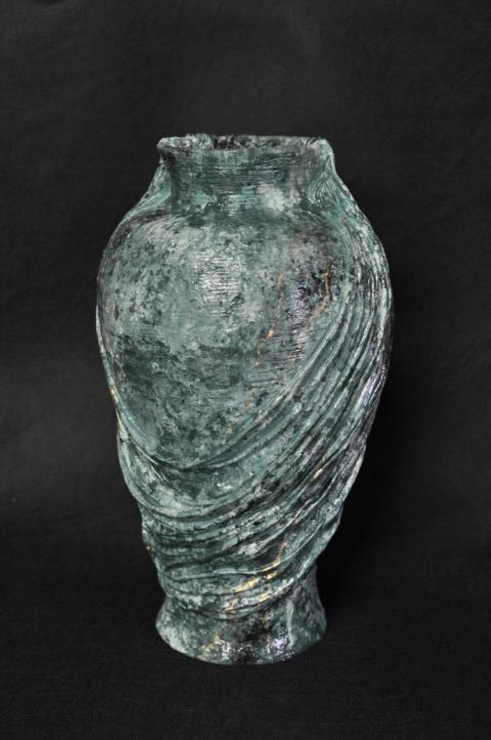 Vase Design Vasen Handarbeit Kelch JVmoebel Blumen Pokal Topf XXL Grün 0855 Skulptur