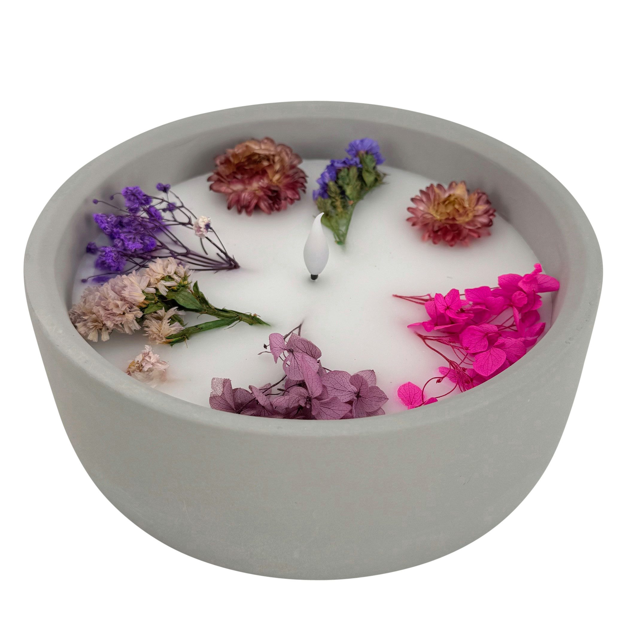 Online-Fuchs LED-Kerze aus Echtwachs mit Trockenblumen günstig online kaufen