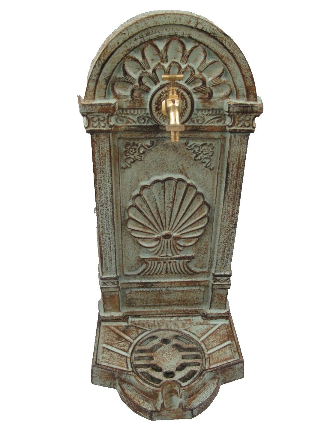 Gremegro Gartenbrunnen Standbrunnen Wassersäule Gußeisen Gartenbrunnen rustikal Antik H.69cm