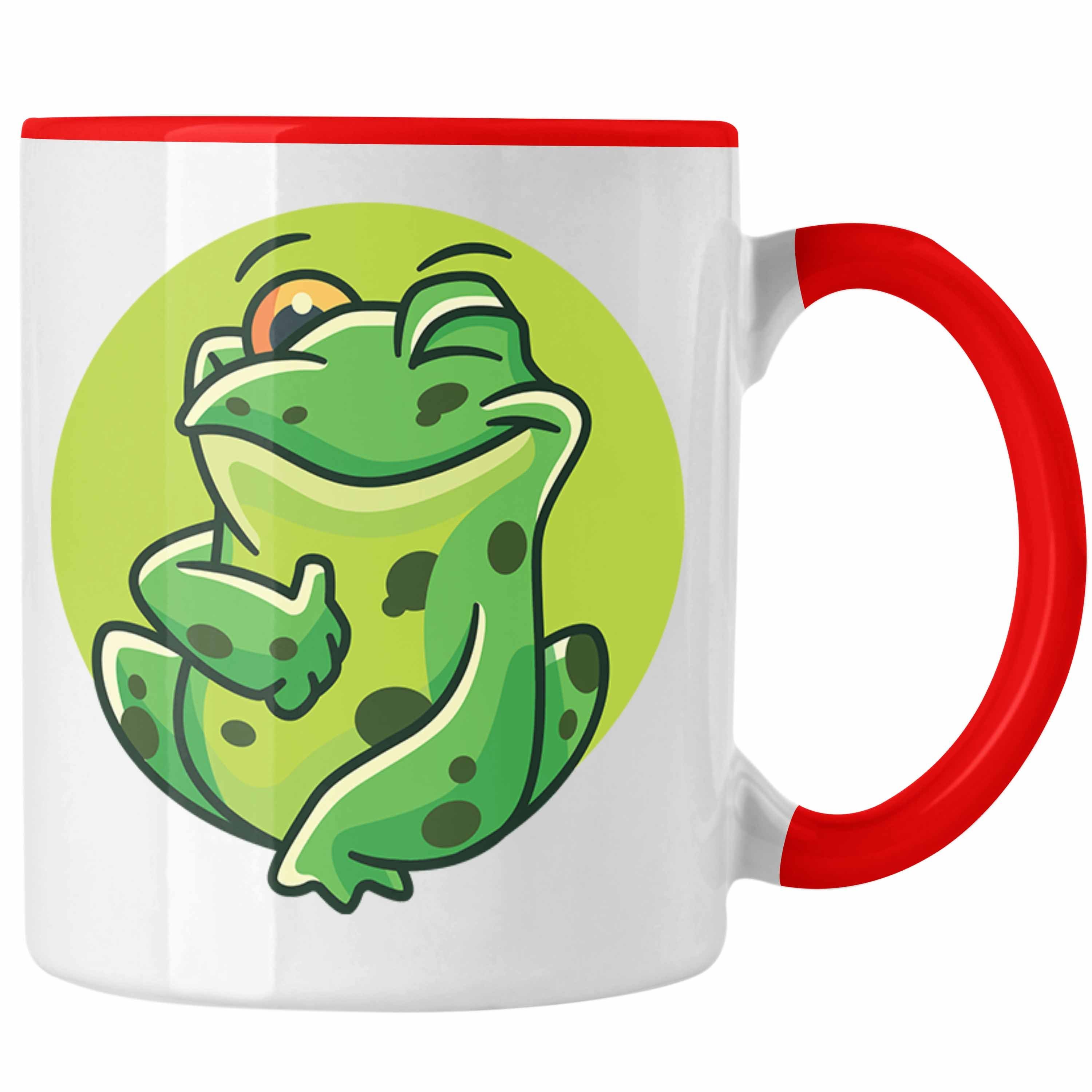 Trendation Tasse Frosch Tasse Grafik Geschenk Lustig Grün Rot | Teetassen