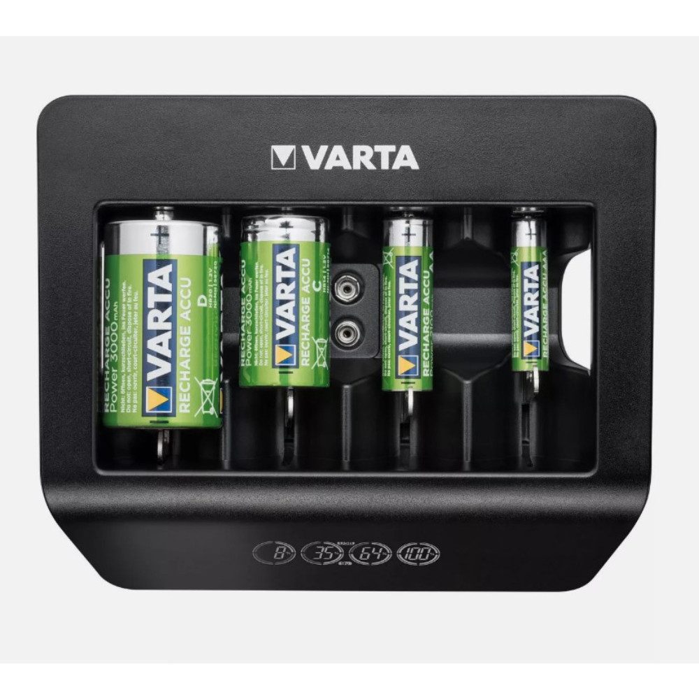 VARTA Akku Batterien Charger Batterie-Ladegerät (Spar-Set, 1-tlg., Spar-Set, für AA, AAA, C, D und 9V Akkus)
