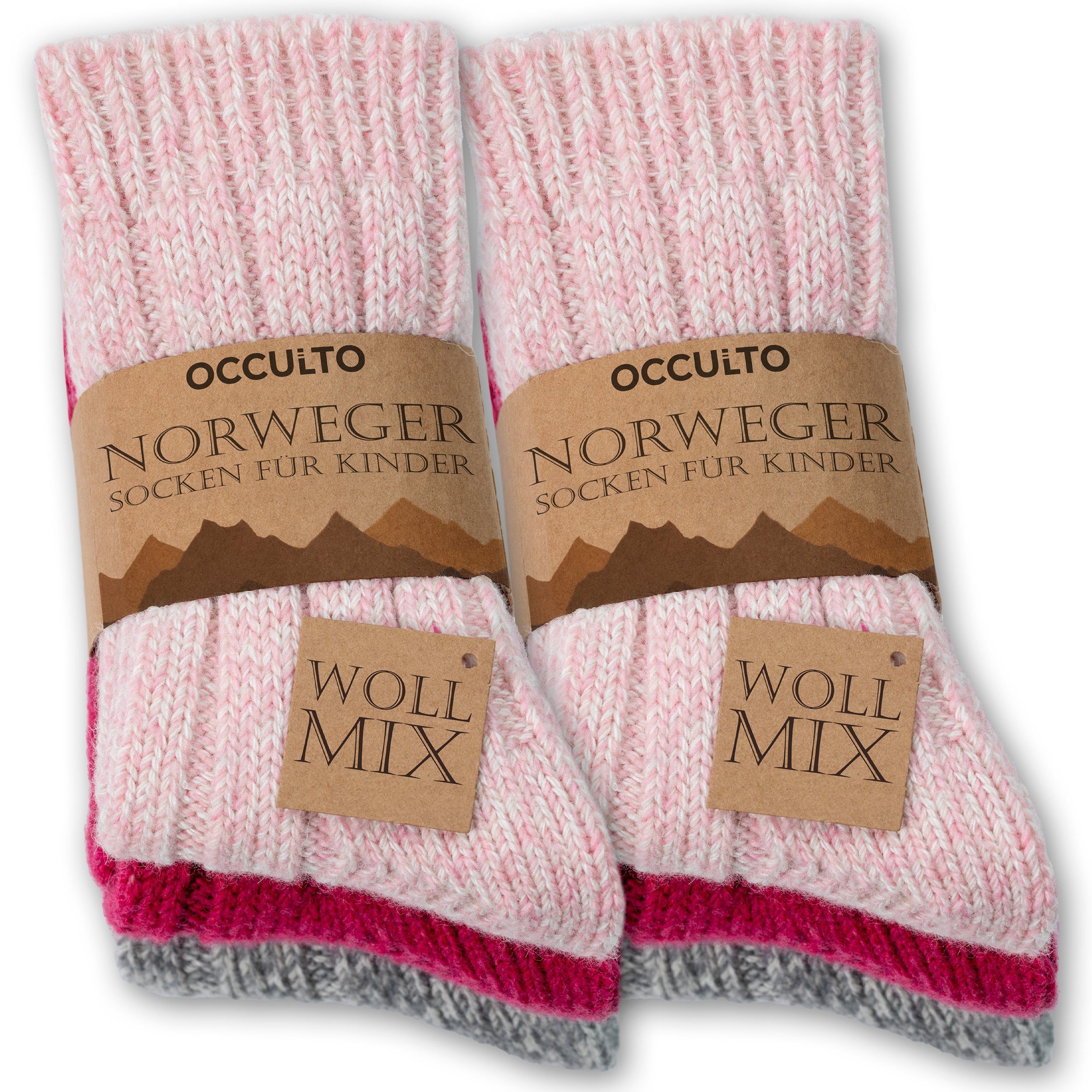 OCCULTO Kuschelsocken Kinder Wollsocken 6er Pack (Modell: Niki) (6-Paar)