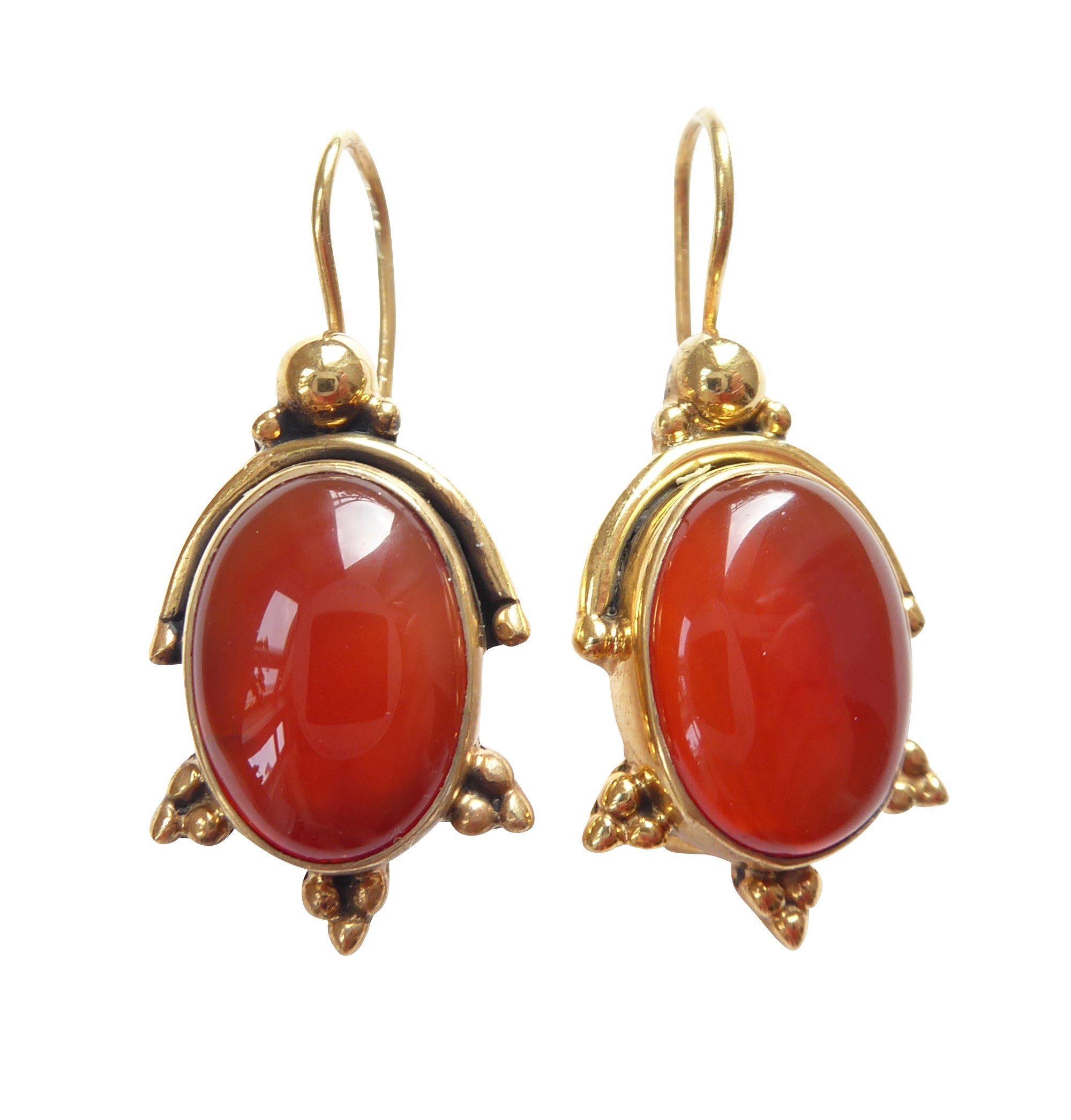 Mugello Paar Ohrhänger Granballo Carneol auffällig elegant Handarbeit aus Italien, Handarbeit aus kleiner florentinischen Manufaktur, Vintageschmuck