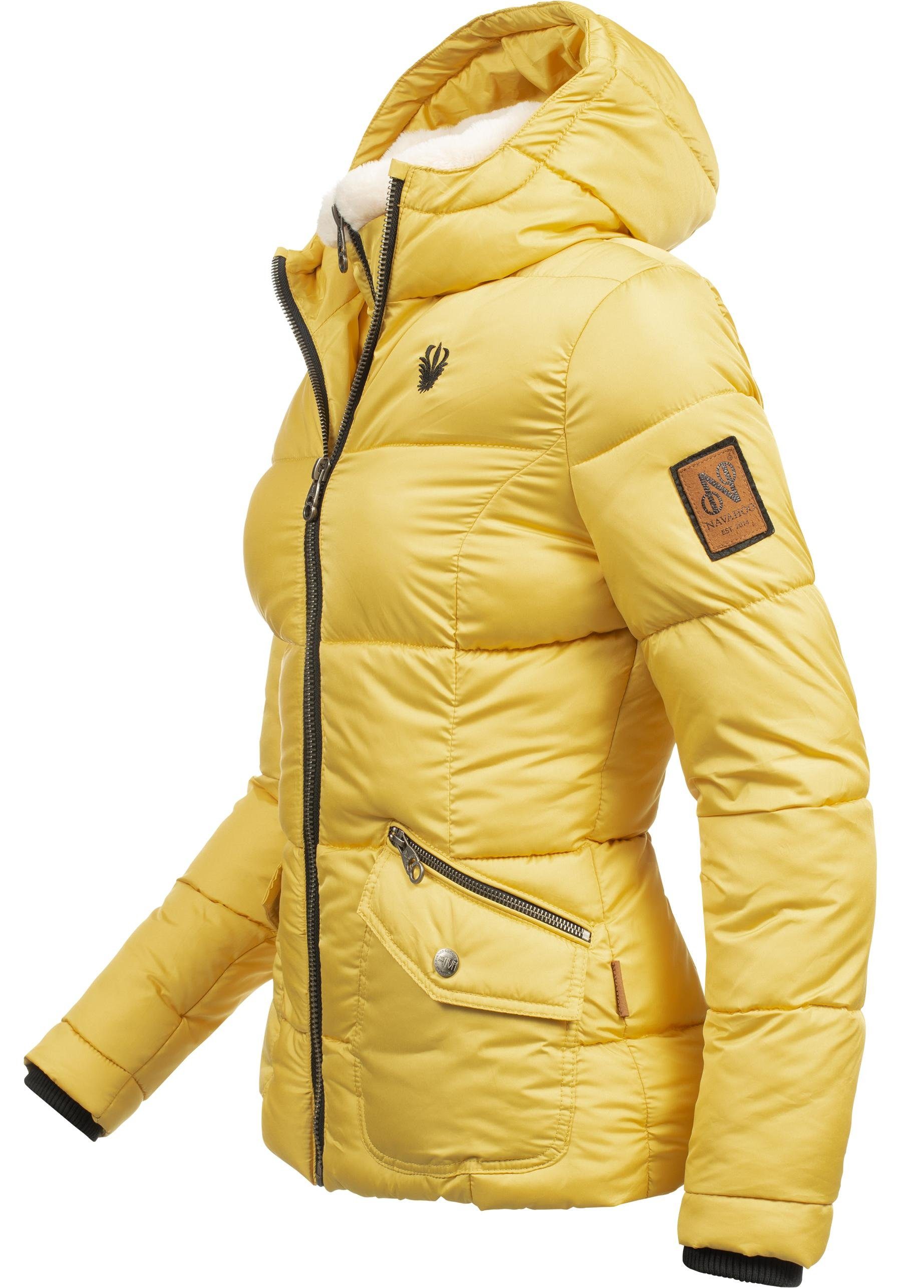 Navahoo Winterjacke Megan stylische Damen Steppjacke mit Teddyfutter