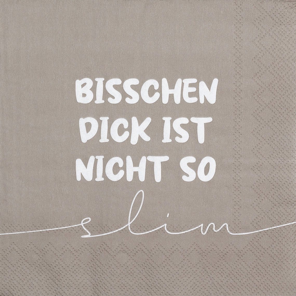 Räder Design Papierserviette Servietten 33x33 cm " Bisschen dick ist nicht so slim " von räder desi