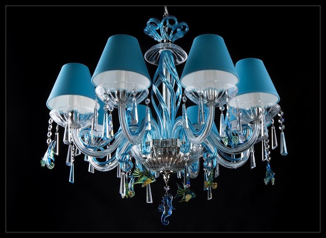 JVmoebel Kronleuchter Blaue Kristall-Deckenleuchte im modernen Design, Warmweiß, Made in Europa