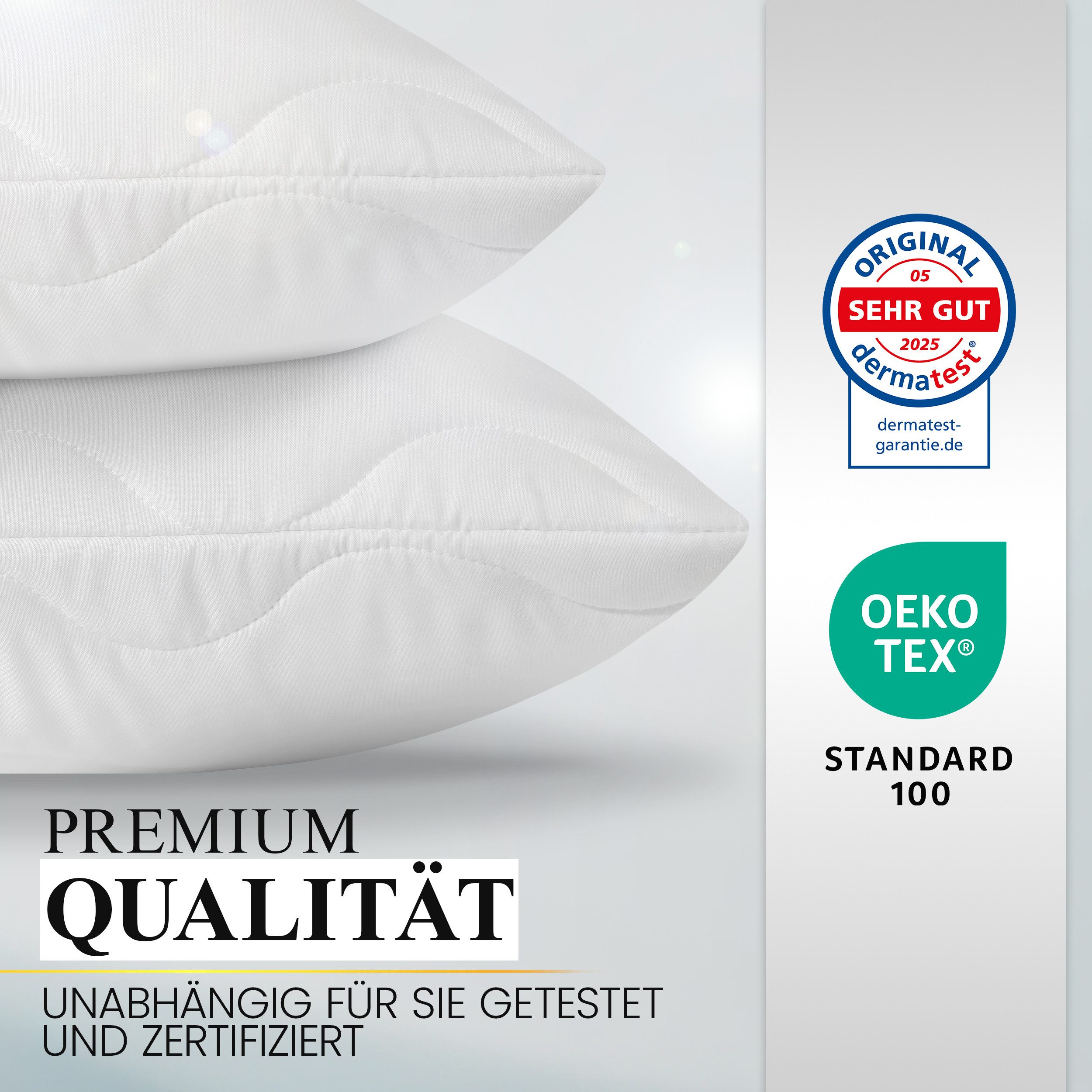 Gentle North Microfaserkissen Hochwertige Kopfkissen in Hotelqualität verschiedene Größen, Füllung: 100% Polyester, Seitschläfer, Rückenschläfer, Seitenschläfer, Bauchschläfer, 1- oder 2-tlg., Reißverschluss für Füllung, waschbar, Made in EU, allergikerfreundlich