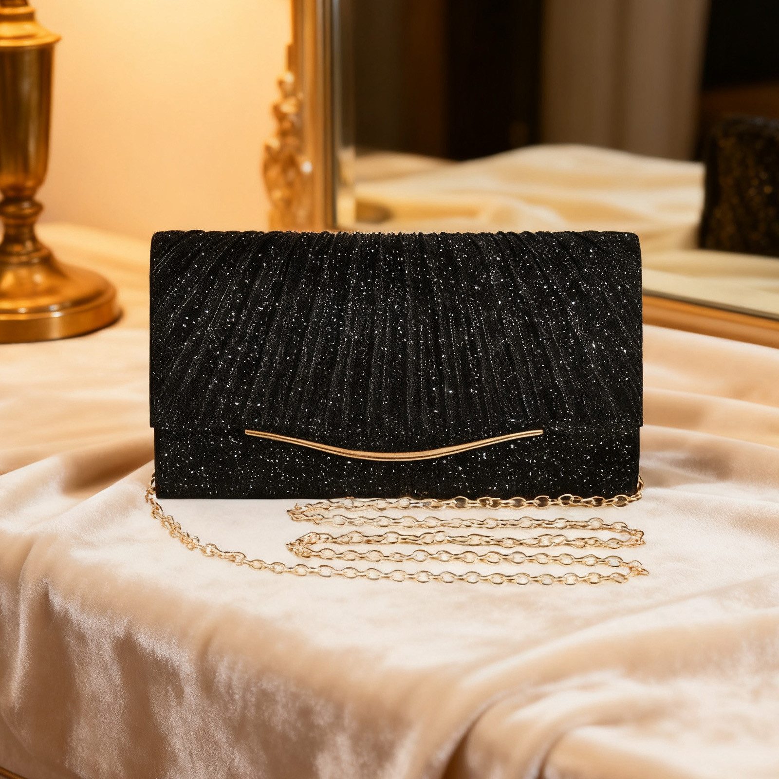 REDOM Abendtasche Pailletten Handtasche Kosmetik-Etui Crossbody (mit Abnehmbare 120-cm-Kette und Magnetverschluss, 1-tlg., für Hand- Schulter- oder Crossbody-Trageweise), Ideal für Hochzeiten Partys Bankette und festliche Events