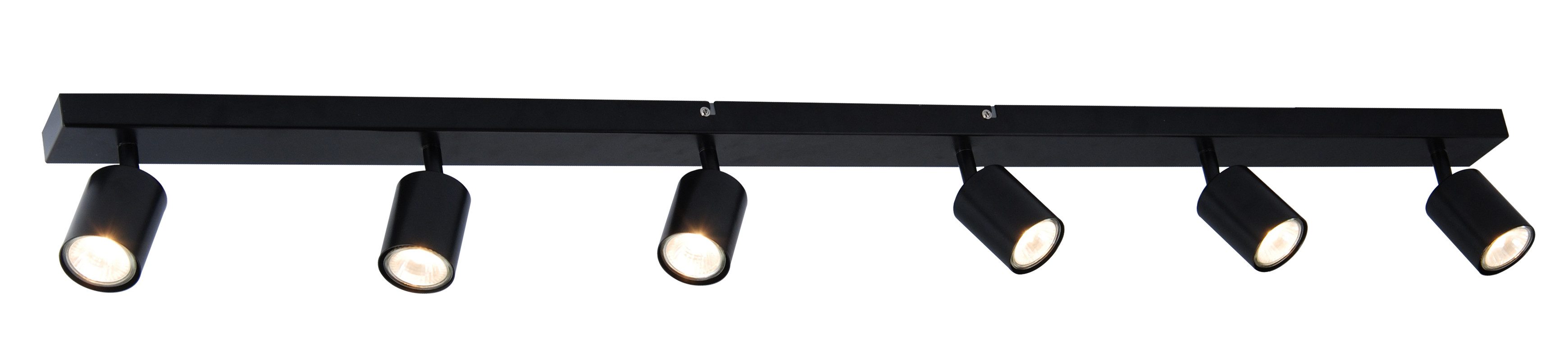 Brilliant Deckenstrahler Ecco, ohne Leuchtmittel, 120 x 12 cm, 6x GU10 Fassung, schwenkbar, Metall, schwarz