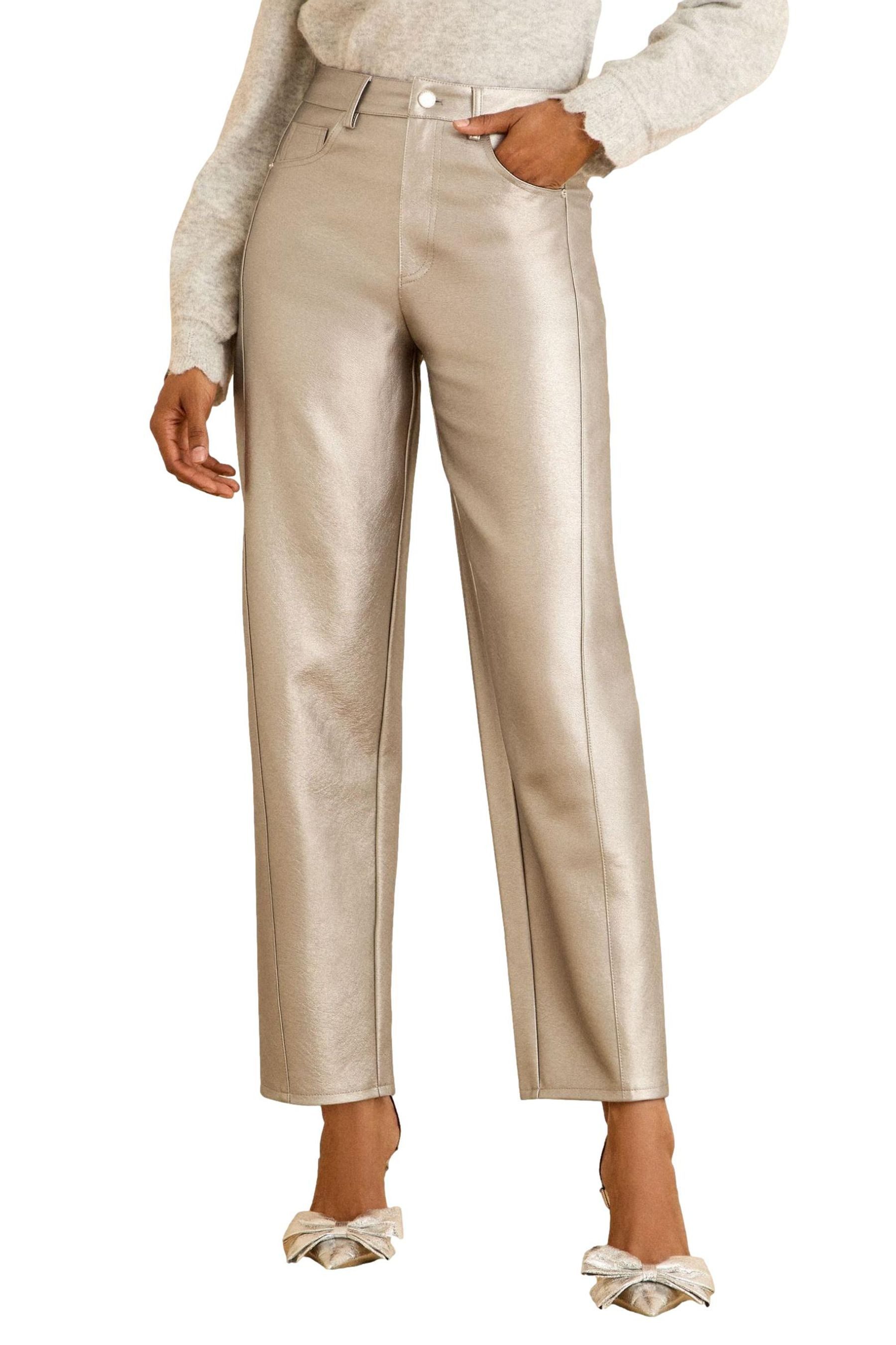 Love & Roses Lederimitathose Love & Roses Kunstlederhose mit Barrel-Bein (1-tlg)