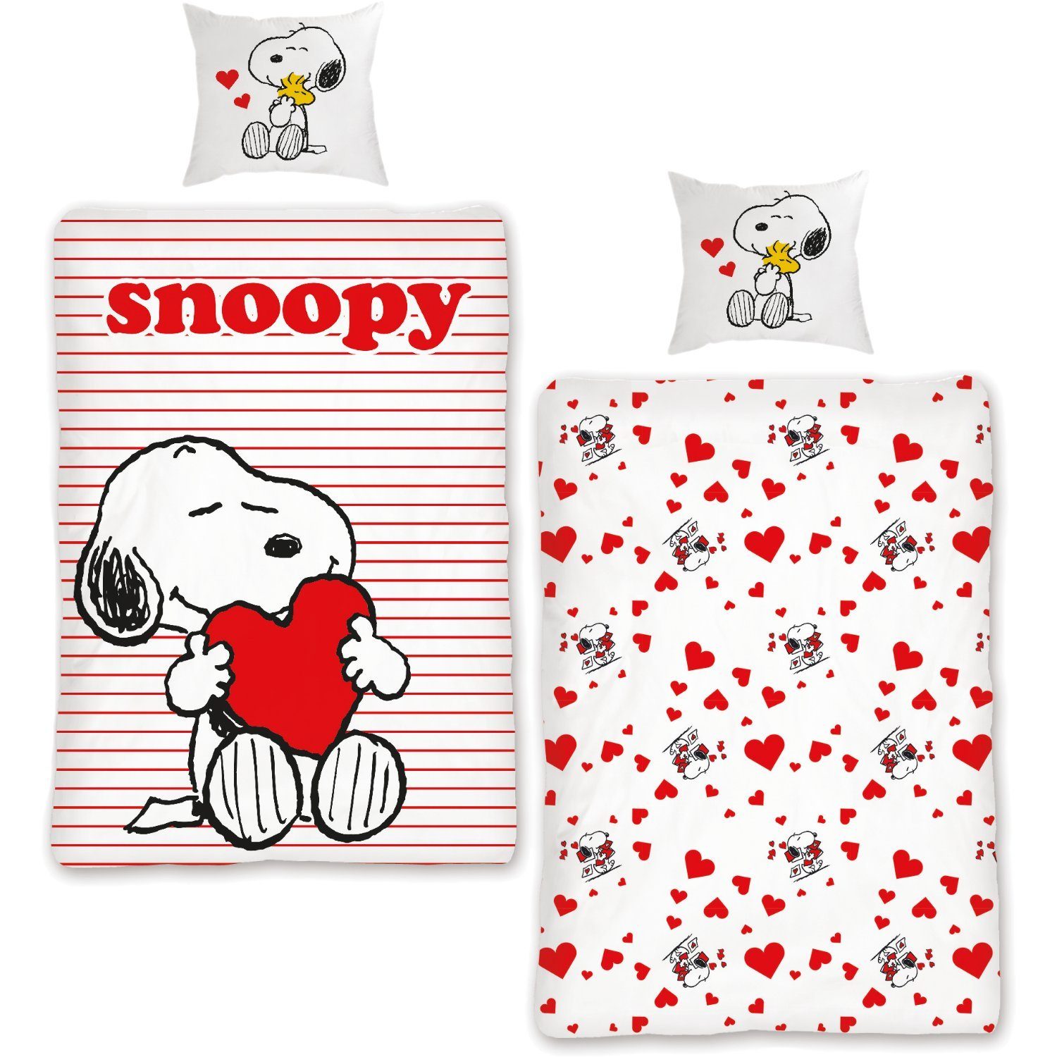 Jugendbettwäsche Snoopy Bettwäsche 135x200 Peanut Baumwolle 2tlg. Bettbezug Kissenbezug, SkyBrands