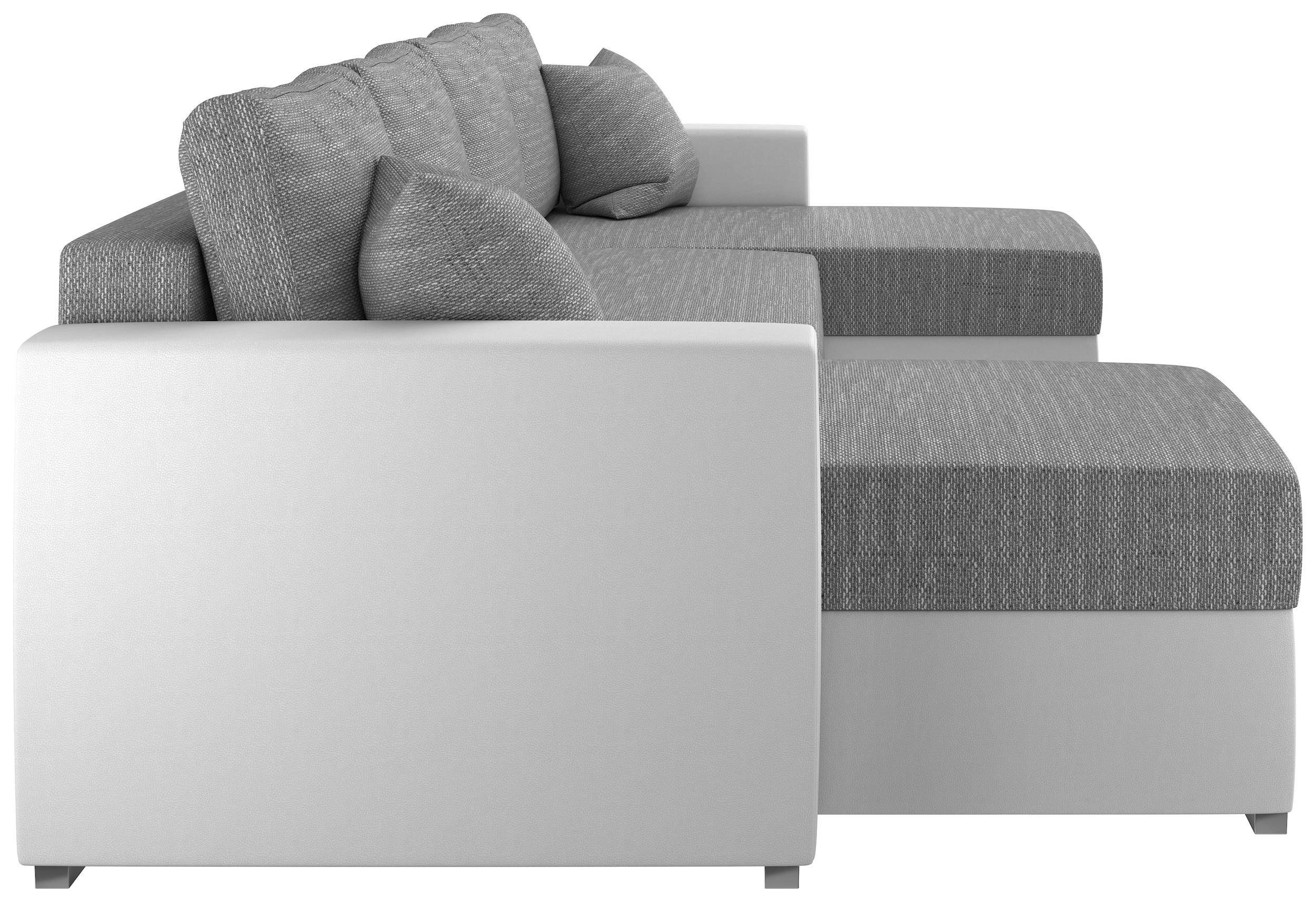 Stylefy U-Form, Raum Kissen, inklusive Rubicon, frei Bettfunktion Sitzkomfort, mit im Klassisch Design Wohnlandschaft und Sofa, Bettkasten, stellbar,