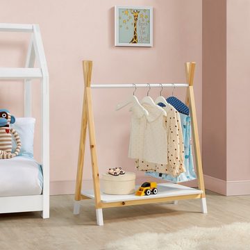 Juskys Kleiderständer Heidy, Kleiderstange für Kinder, natürliches Design für das Kinderzimmer