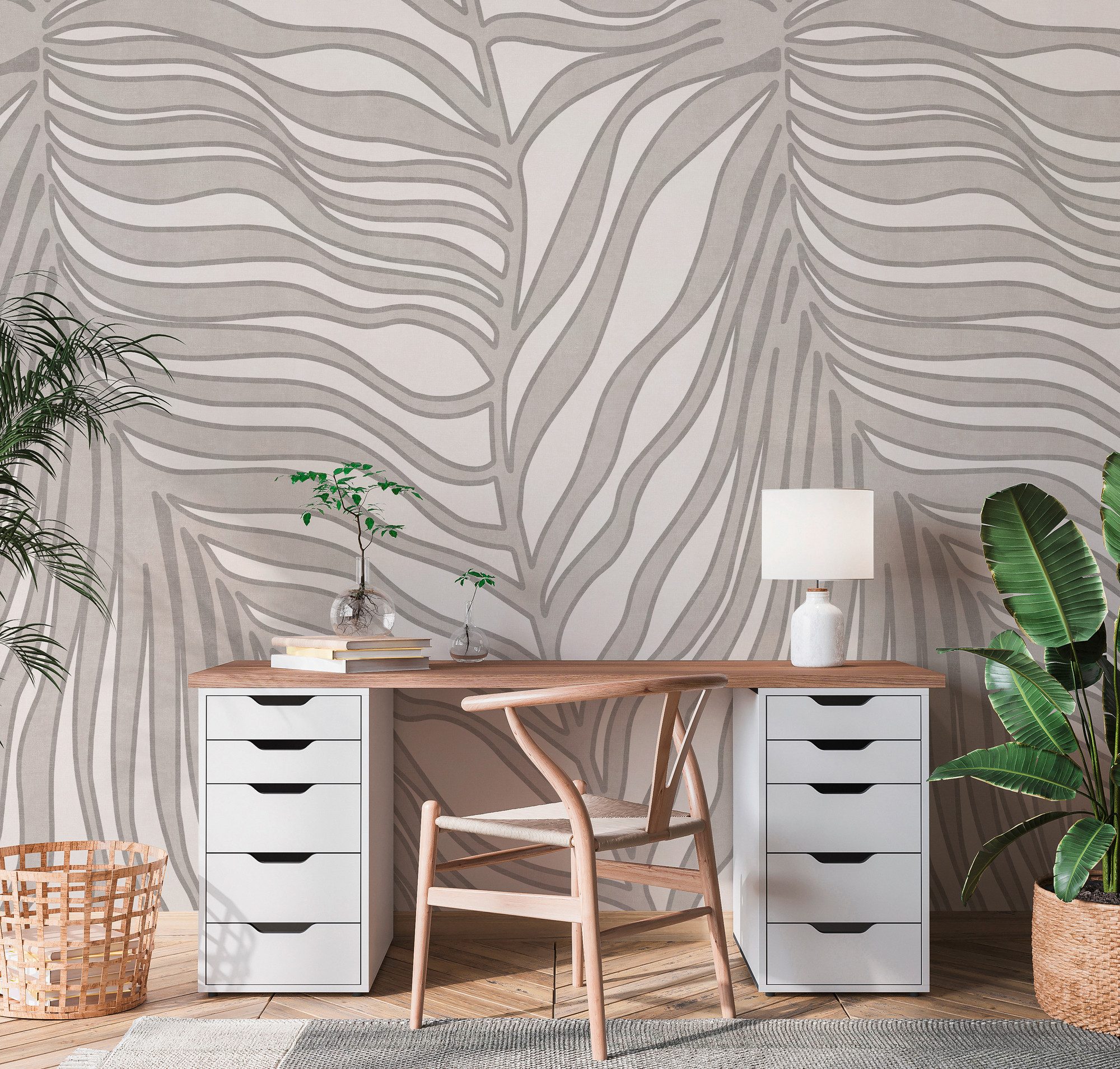 s.Oliver Vliestapete Dschungel-Tapete - Vliestapete Palmenblatt, strukturiert, matt, (1 St), moderne Natur-Design Wandtapete Schlafzimmer Küche Wohnzimmer