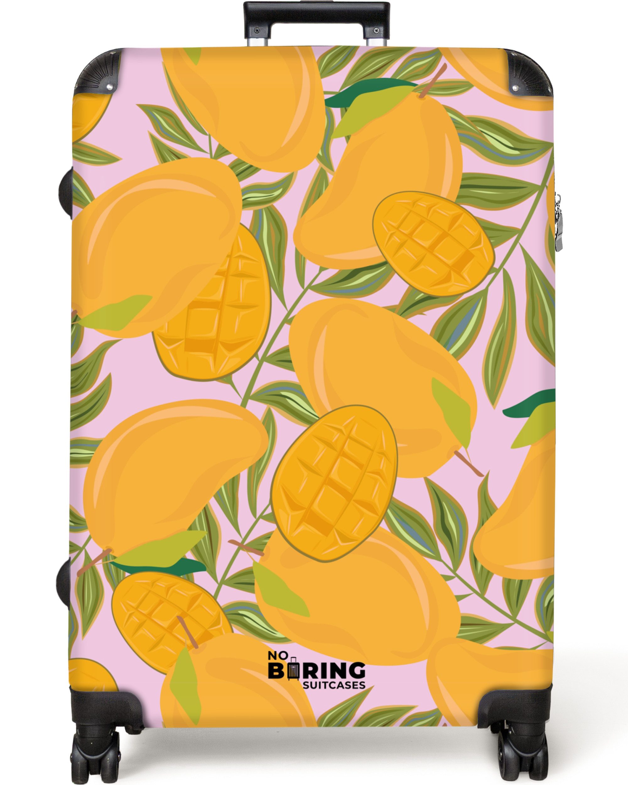 NoBoringSuitcases.com© Hartschalen-Trolley Rosa mit orangefarbenen Mangos günstig online kaufen
