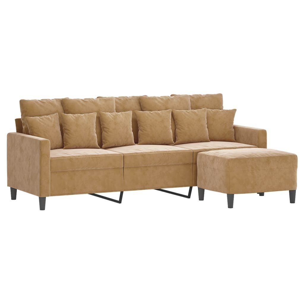 vidaXL Sofa 3-Sitzer-Sofa mit Hocker Braun günstig online kaufen