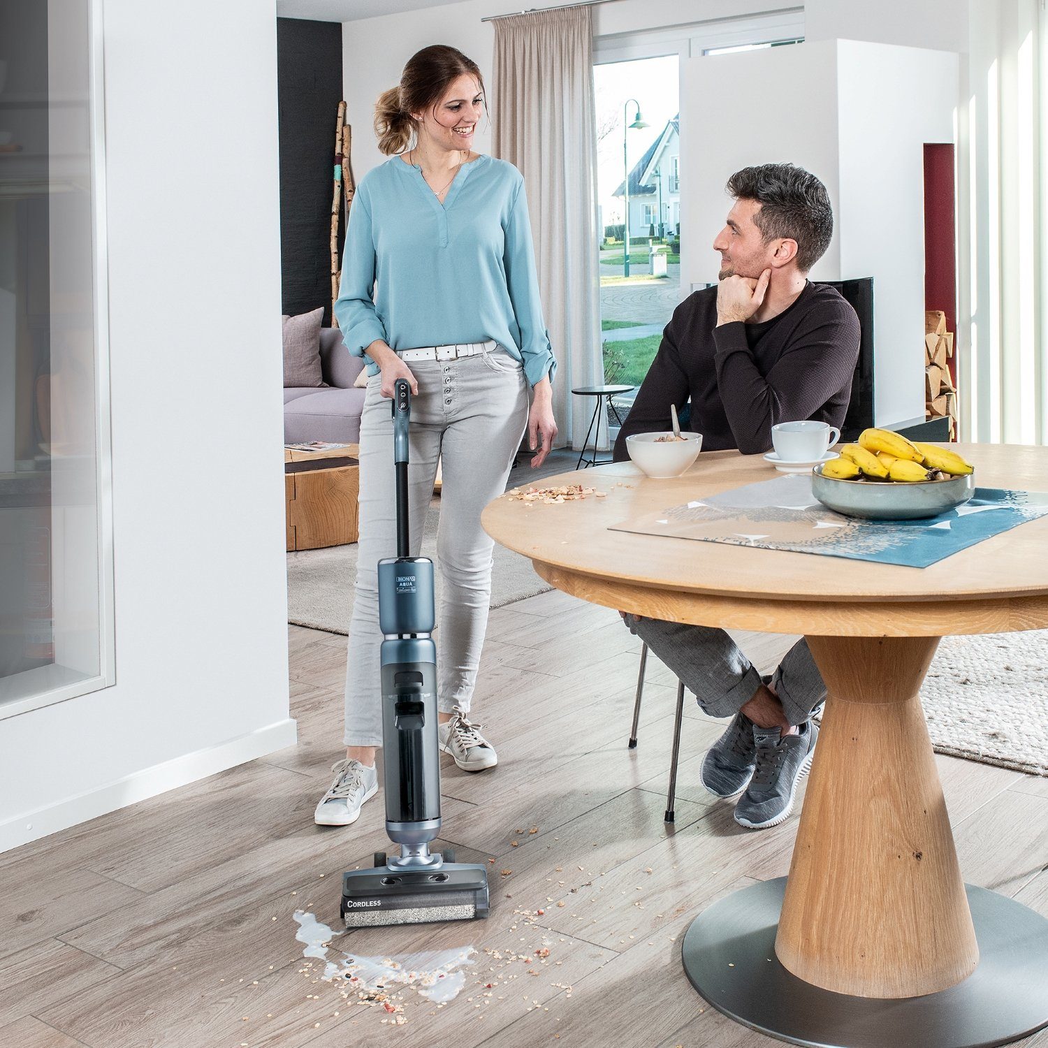 Thomas Akku-Saugwischer AQUA FloorCleaner Cordless Plus, 150,00 W, beutellos, 35 Min. Akkulaufzeit, zusätzliche Reinigungsrolle
