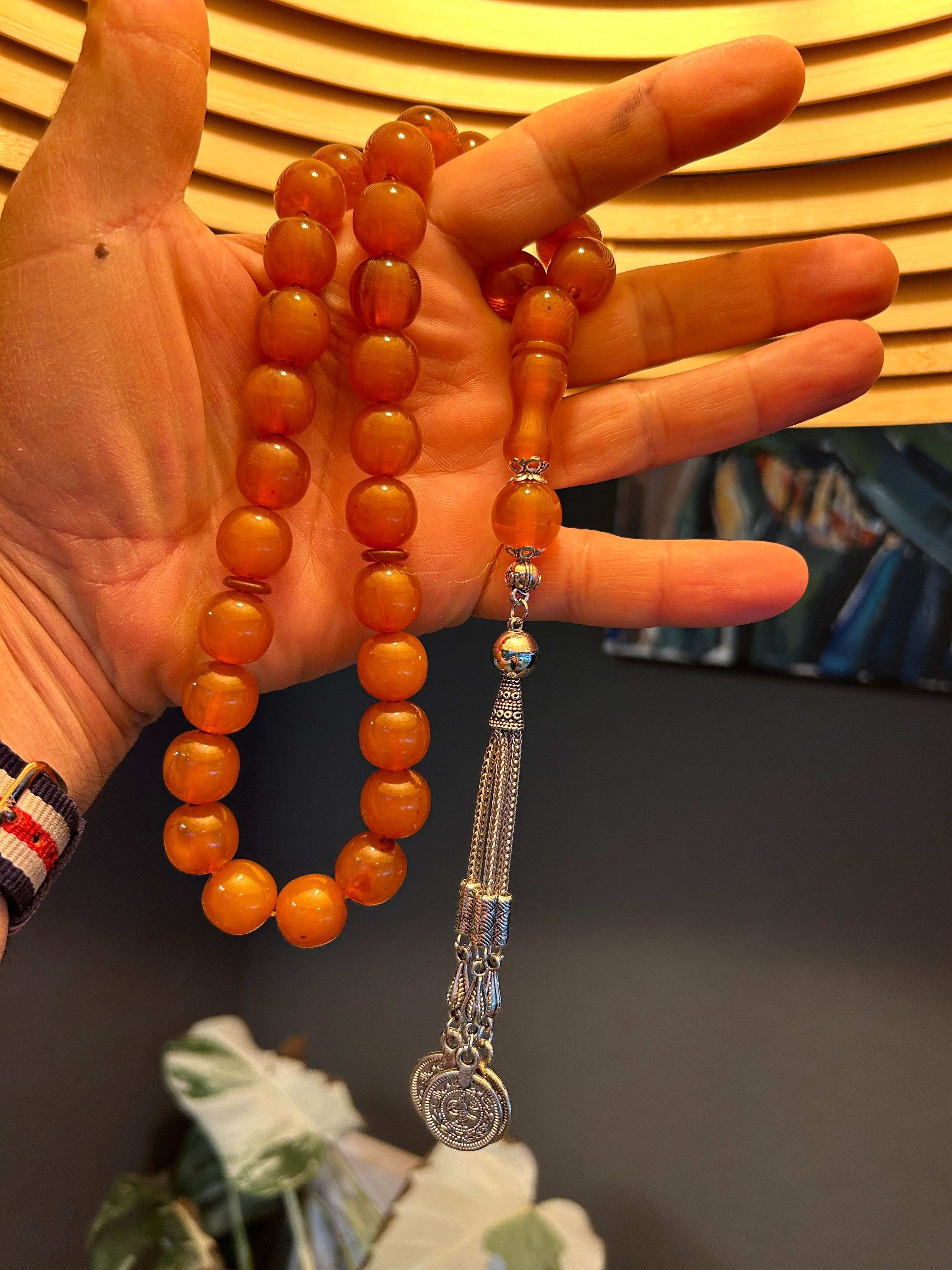 TesbihBid Kettenanhänger Osmanli Harika (Rosary Faturan 33-tlg., Kehribar bakalite, 33-tlg., Gebetskette Tesbih Misbaha Tasbeeh Amber Prayerbeads)