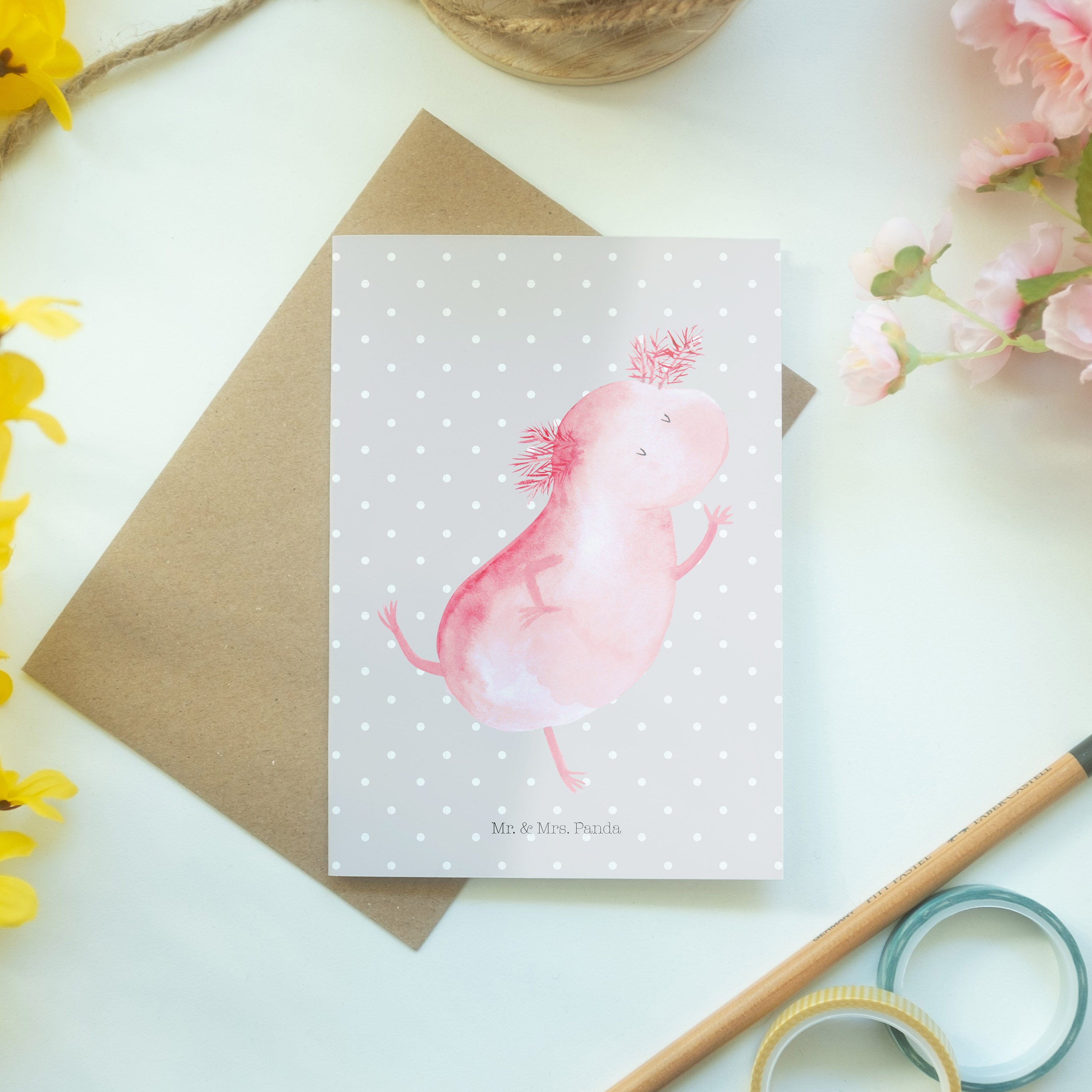 Mr. & Grau Panda - Axolotl Geschenk, Mrs. tanzt Pastell Tanzen, - Freu Hochzeitskarte, Grußkarte