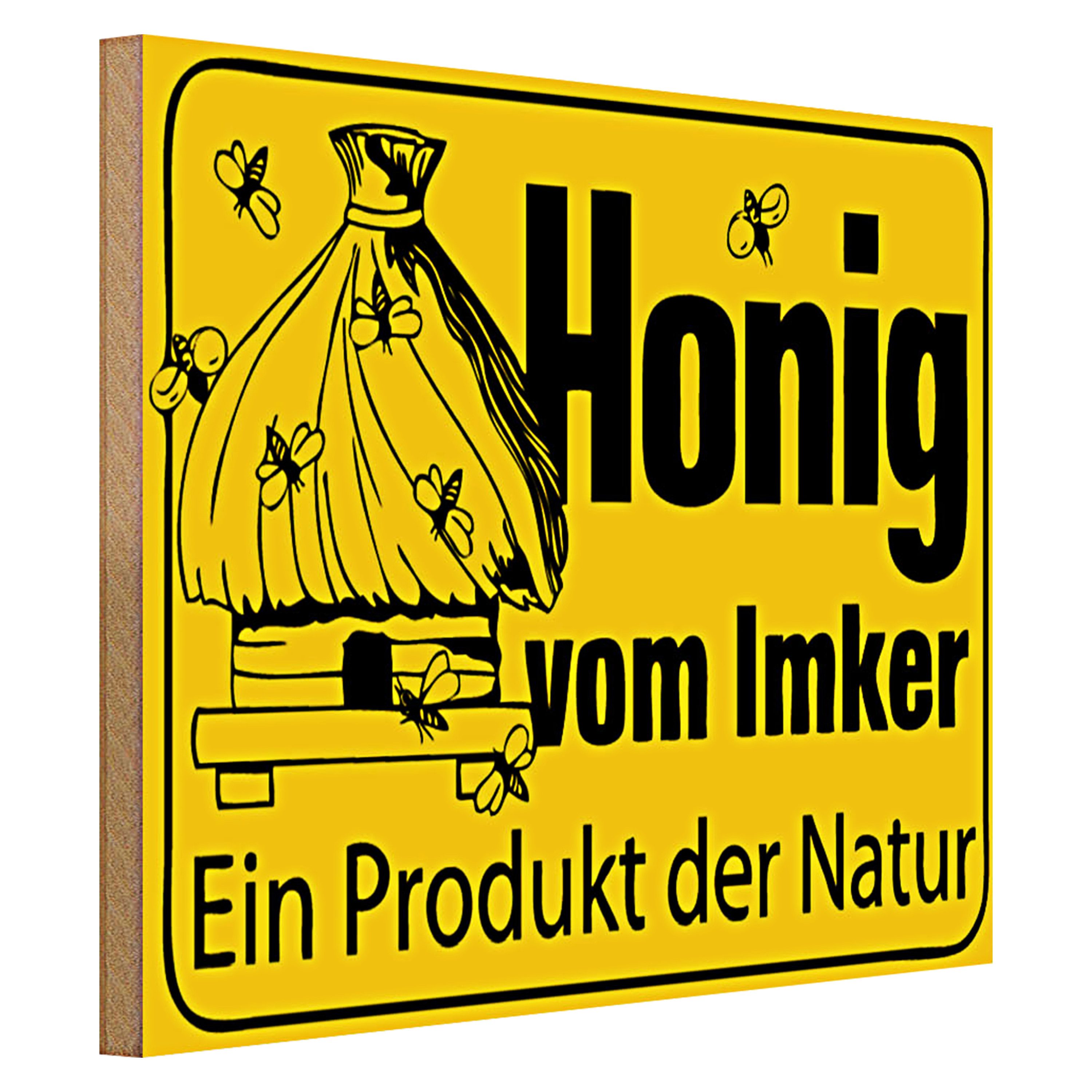 Roomando Holzbild Hinweis 40x30cm Honig vom Imker Naturprodukt