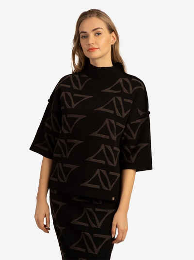 Apart Stehkragenpullover Oversized Pullover im Interlook- Knit aus einer soften Viskose- Mischung mit Kaschmir und allover eingestricktem Apart 3D Logo