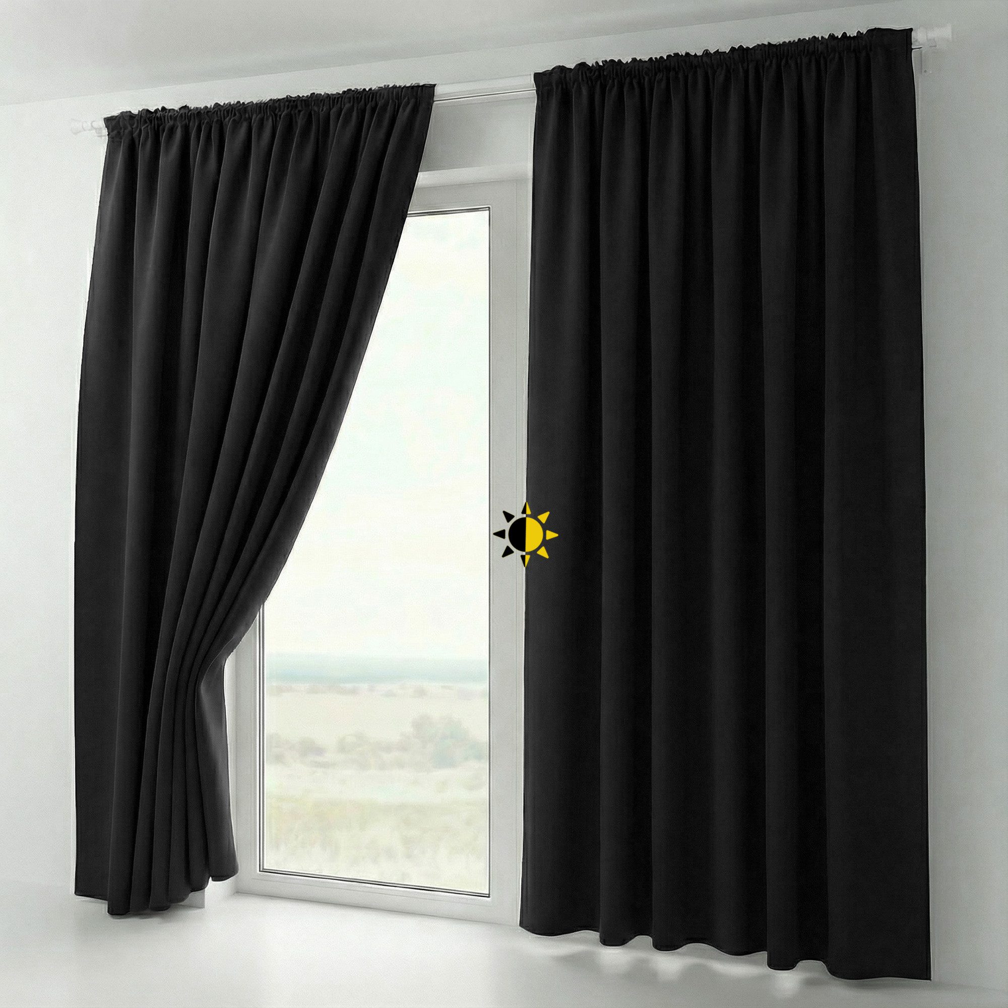 Beautex Verdunkelungsvorhang 2er Set Verdunkelungsgardine mit U-Band, Blackout Vorhang abdunkelnd (2 St), Kräuselband, verdunkelnd