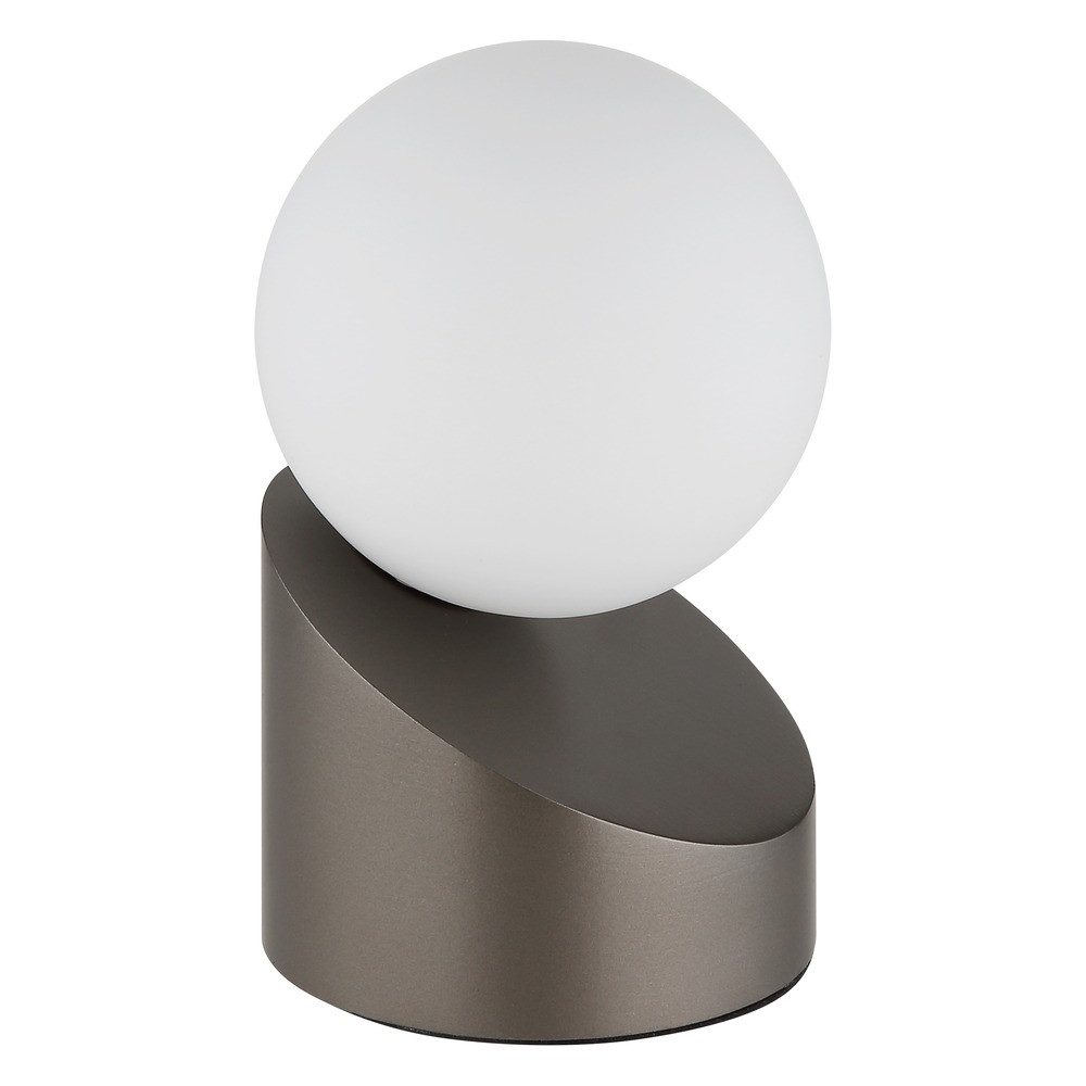 NOWA Schreibtischlampe, Leuchtmittel inklusive, Warmweiß, LED Tischleuchte Metall Glas kaffeefarben matt opal Touch Ein-Aus