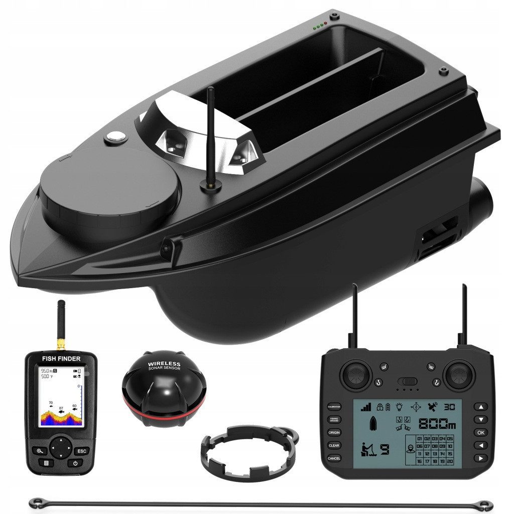 LOKEEVAN RC-Boot V030 FISHFINDER, GPS mit 180 Speicherpunkten,Bis zu 800 m,Echolot-Reichweite bis 36 m