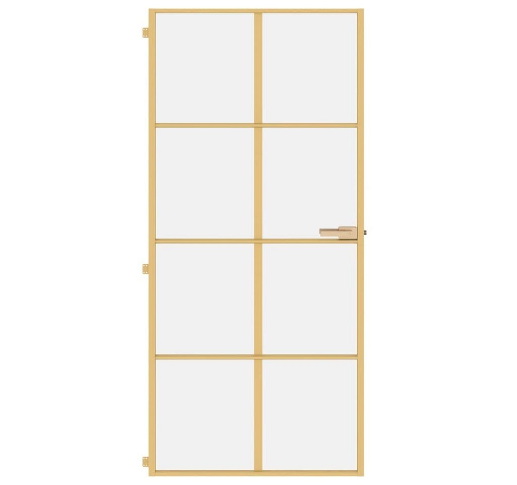 Thumbnail - vidaXL Haustür Innentür Schlank Golden 93x201,5 cm Hartglas und Aluminium (1-St)