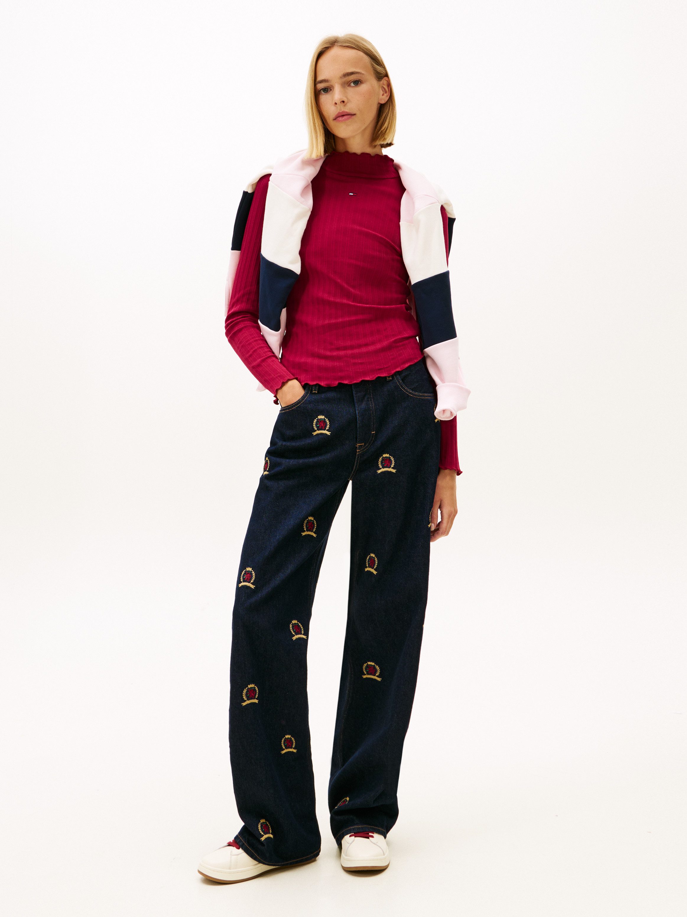 Tommy Jeans Langarmshirt TJW SLIM RIB LETTUCE EDGE LS (Packung, 3-tlg) in gerippter Struktur